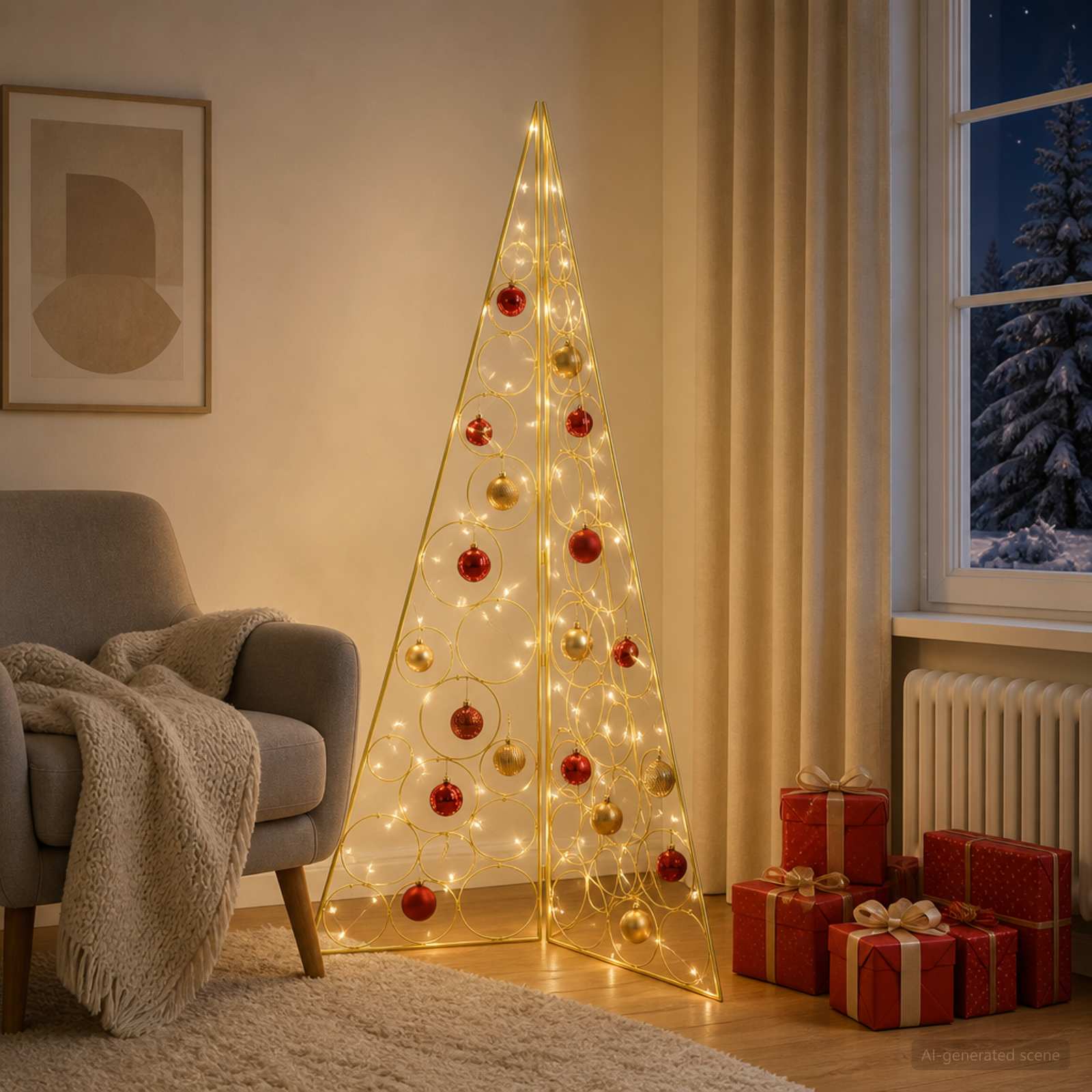 Albero di Natale in metallo KUOPIO 140 cm Acciaio Oro