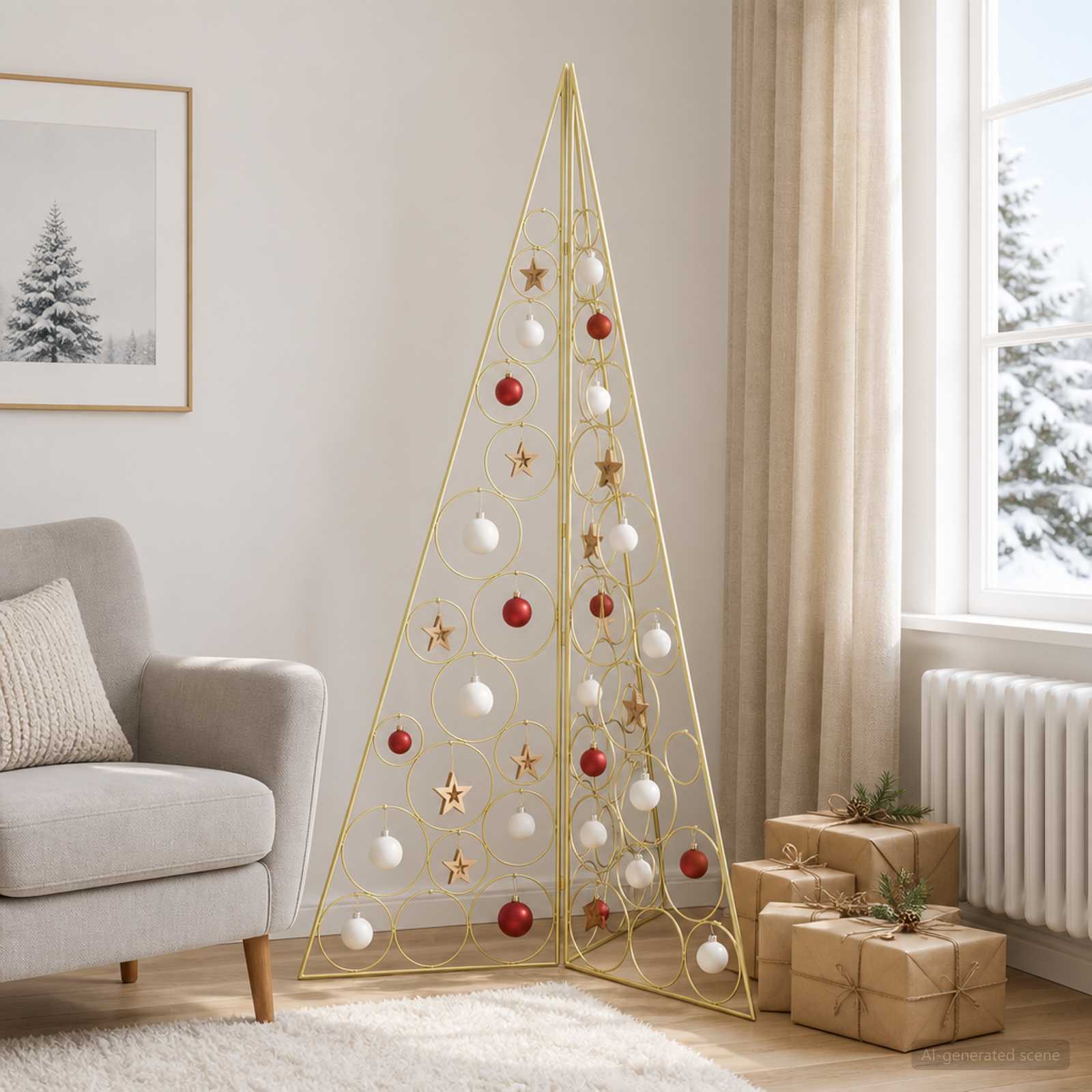 Albero di Natale in metallo KUOPIO 140 cm Acciaio Oro