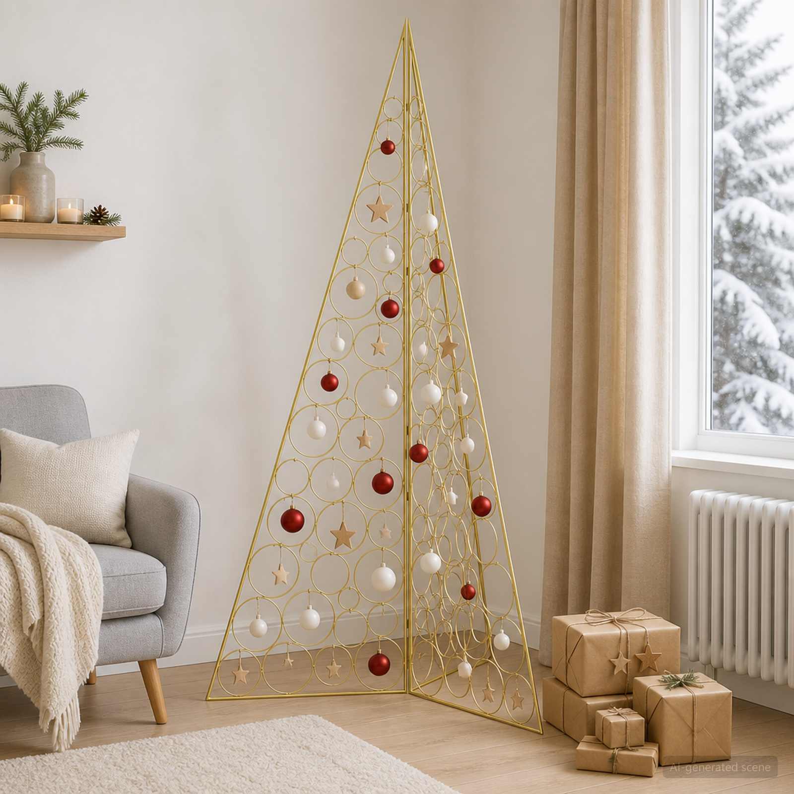 Albero di Natale in metallo KUOPIO 180 cm Acciaio Oro