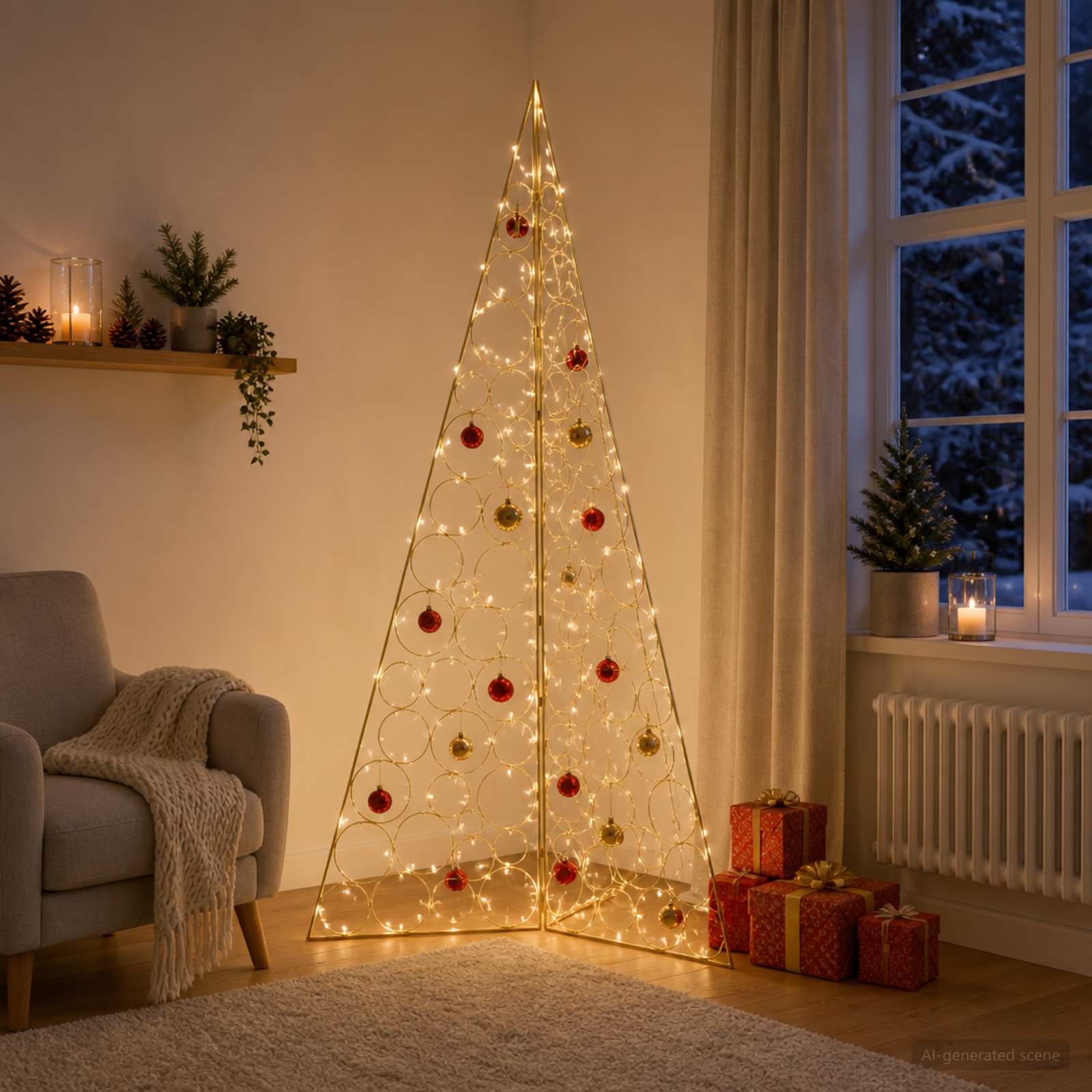 Albero di Natale in metallo KUOPIO 180 cm Acciaio Oro