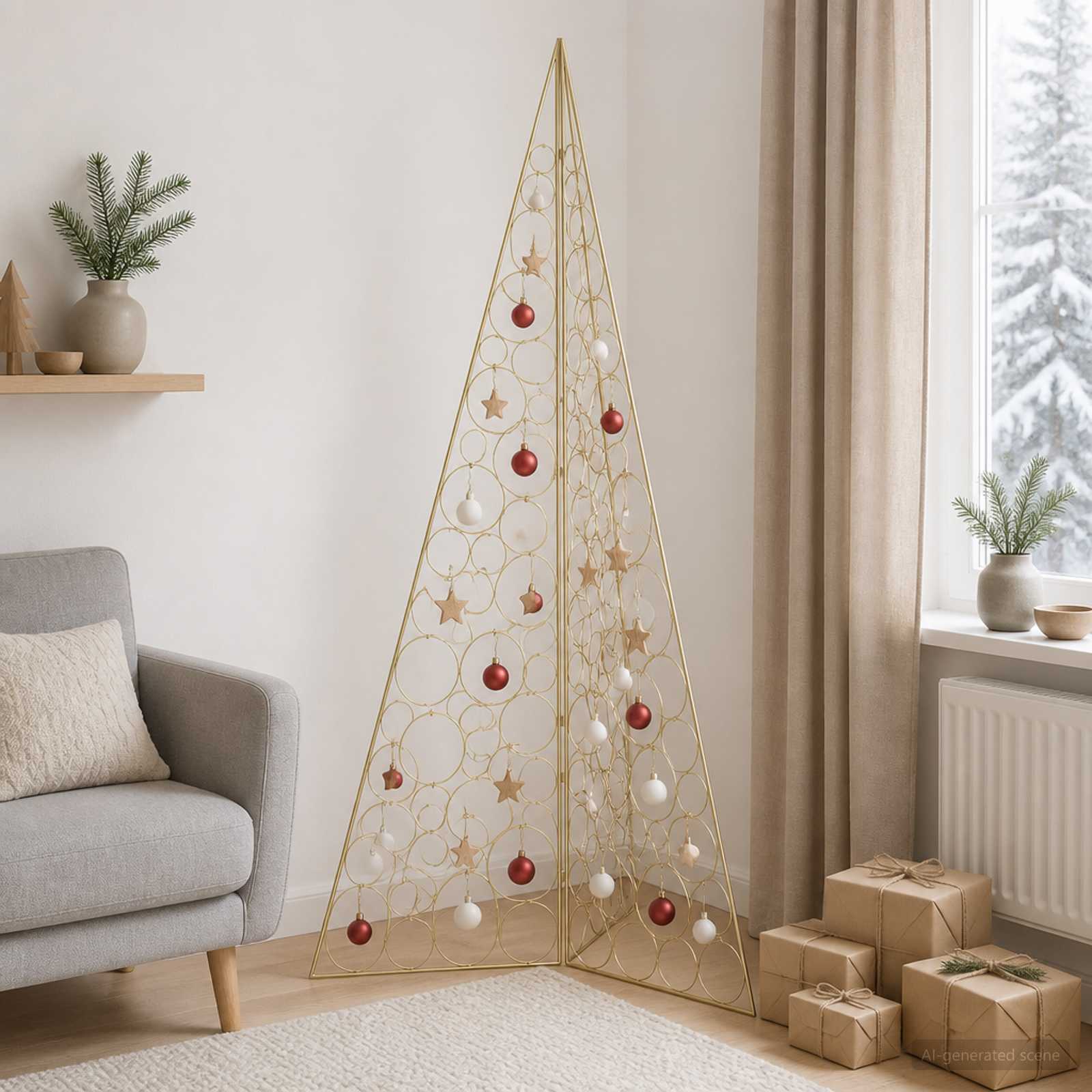 Albero di Natale in metallo KUOPIO 210 cm Acciaio Oro