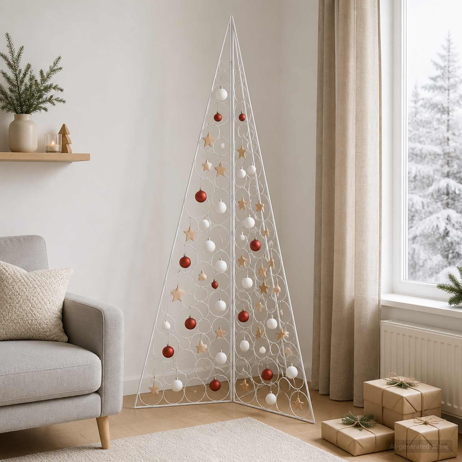 Albero di Natale in metallo KUOPIO 210 cm Acciaio Bianco