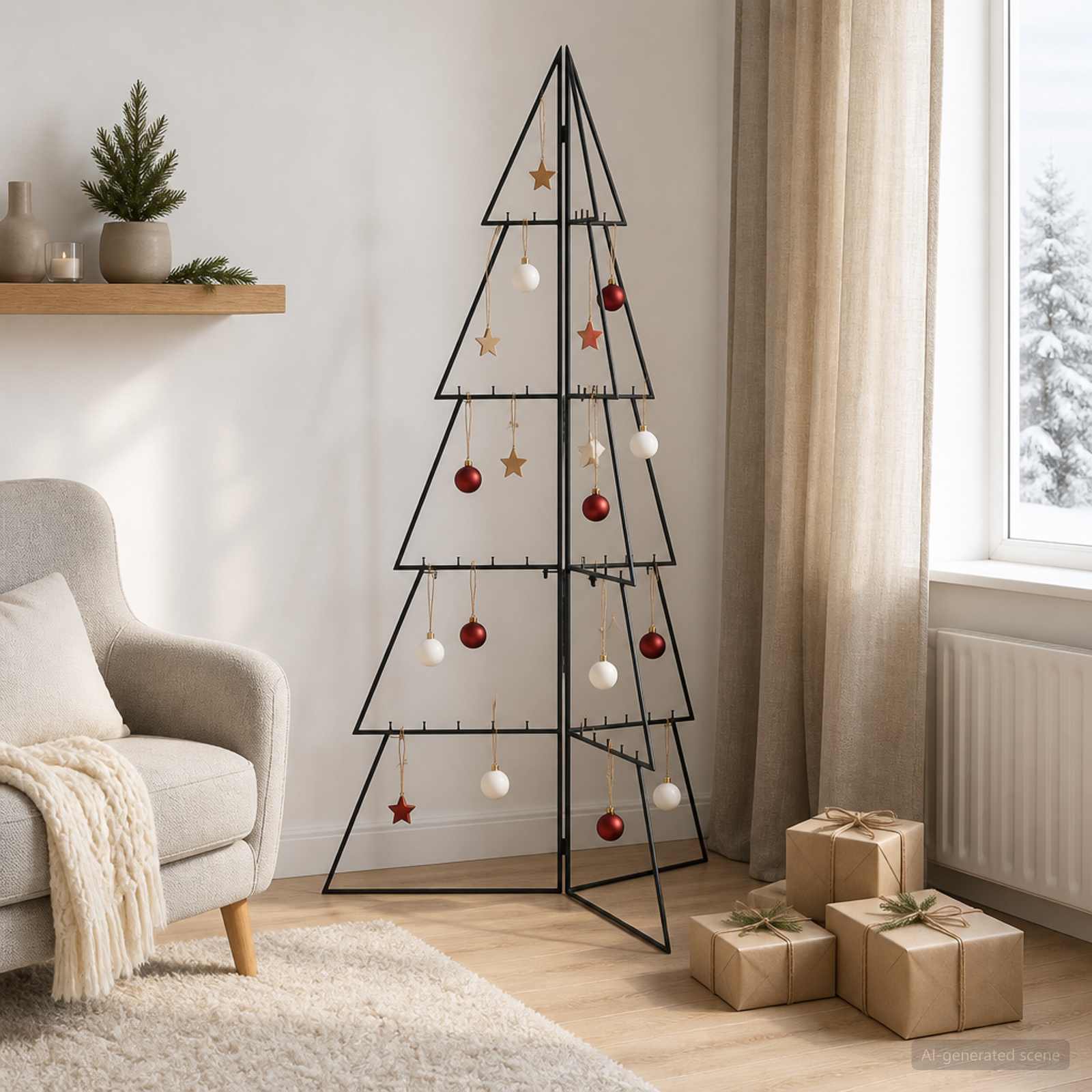 Albero di Natale in metallo KUOPIO 140 cm Acciaio Nero