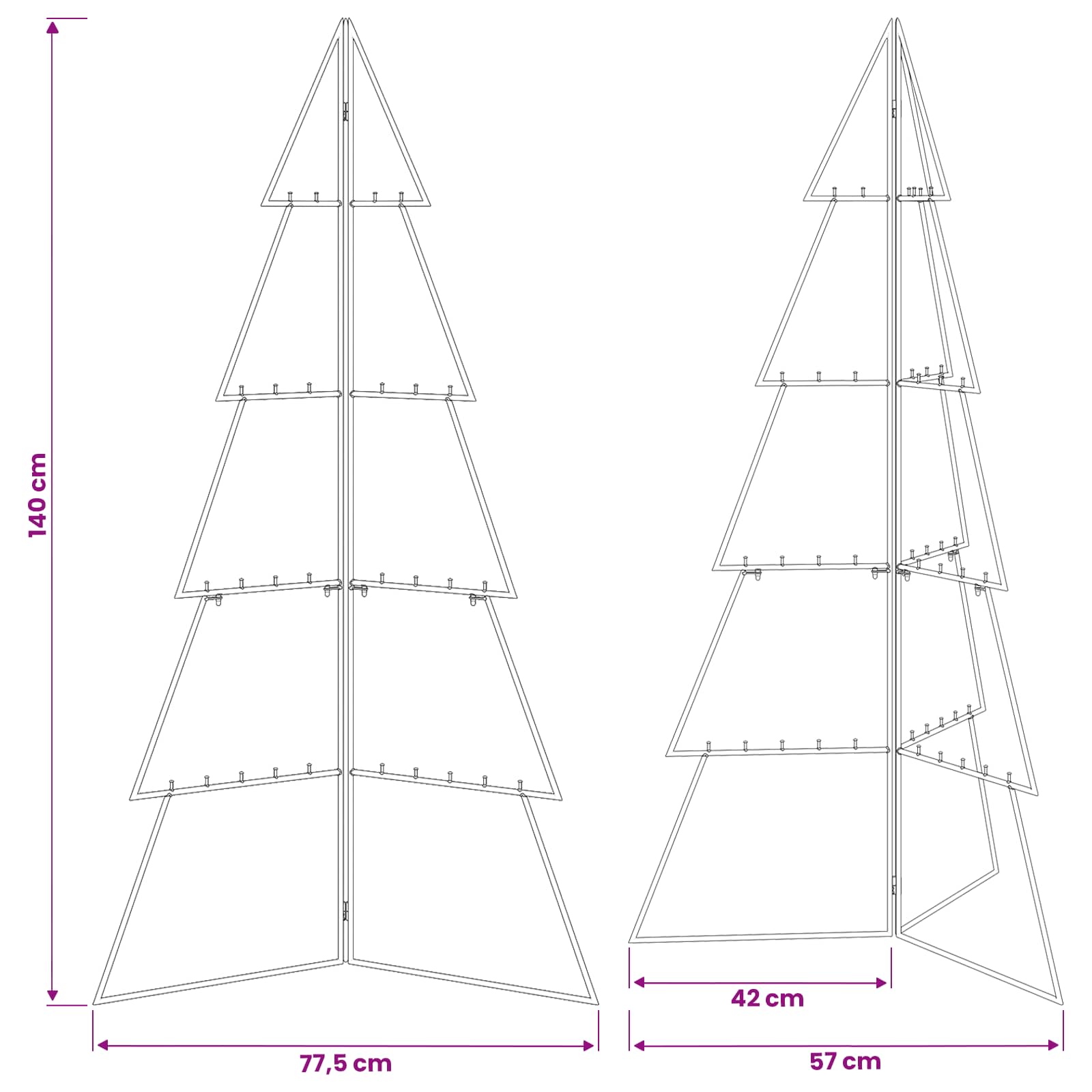 Albero di Natale in metallo KUOPIO 140 cm Acciaio Nero