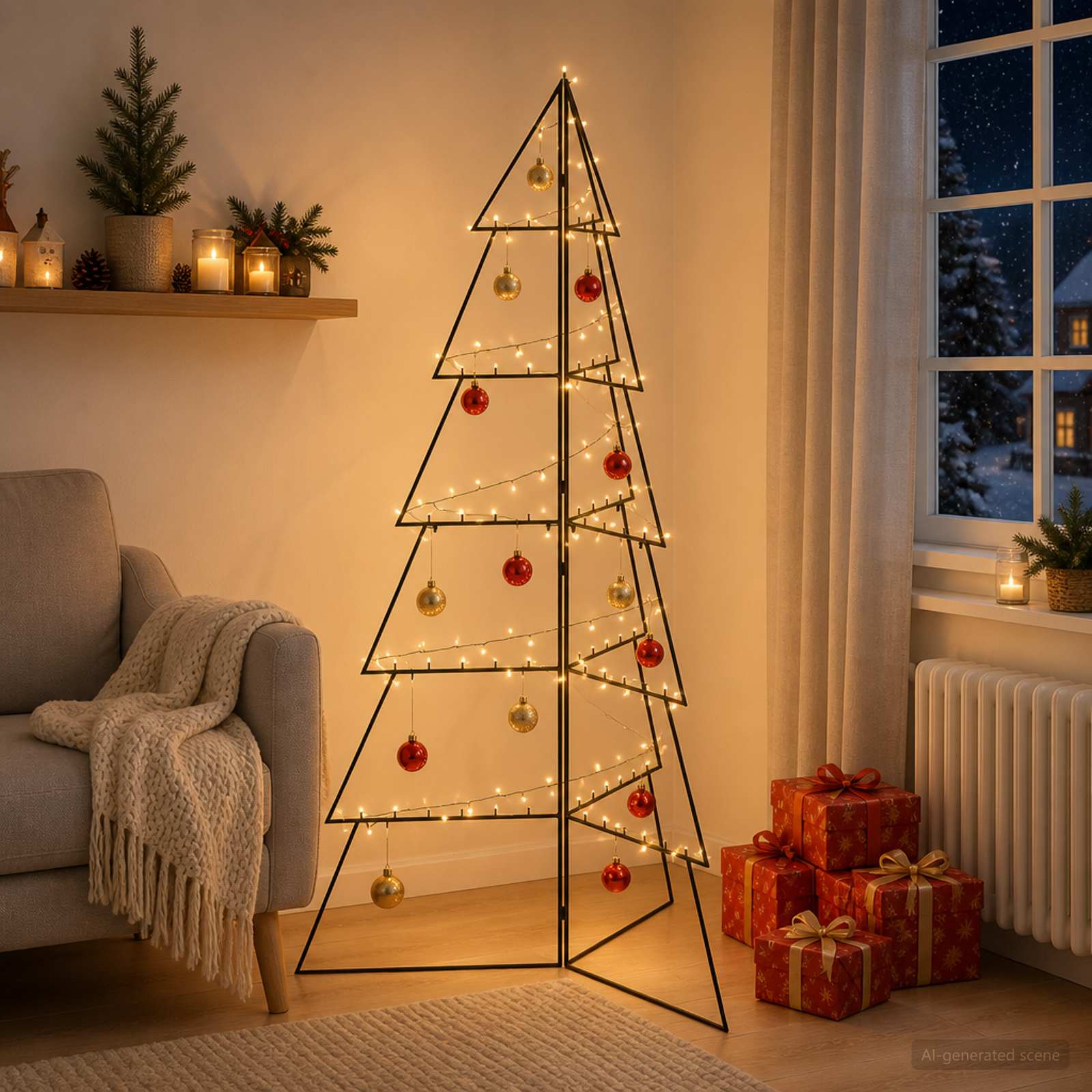 Albero di Natale in metallo KUOPIO 180 cm Acciaio Nero