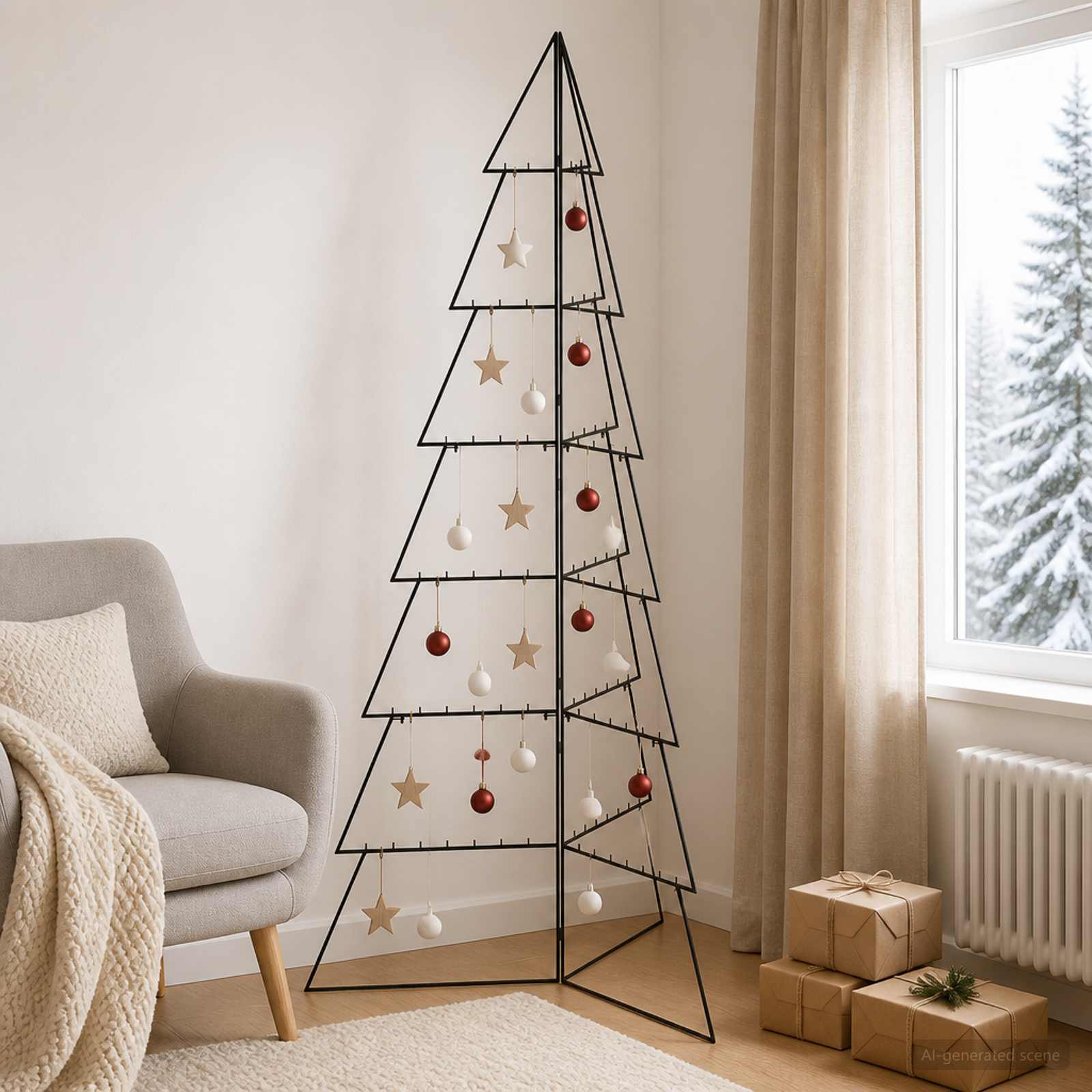 Albero di Natale in metallo KUOPIO 210 cm Acciaio Nero