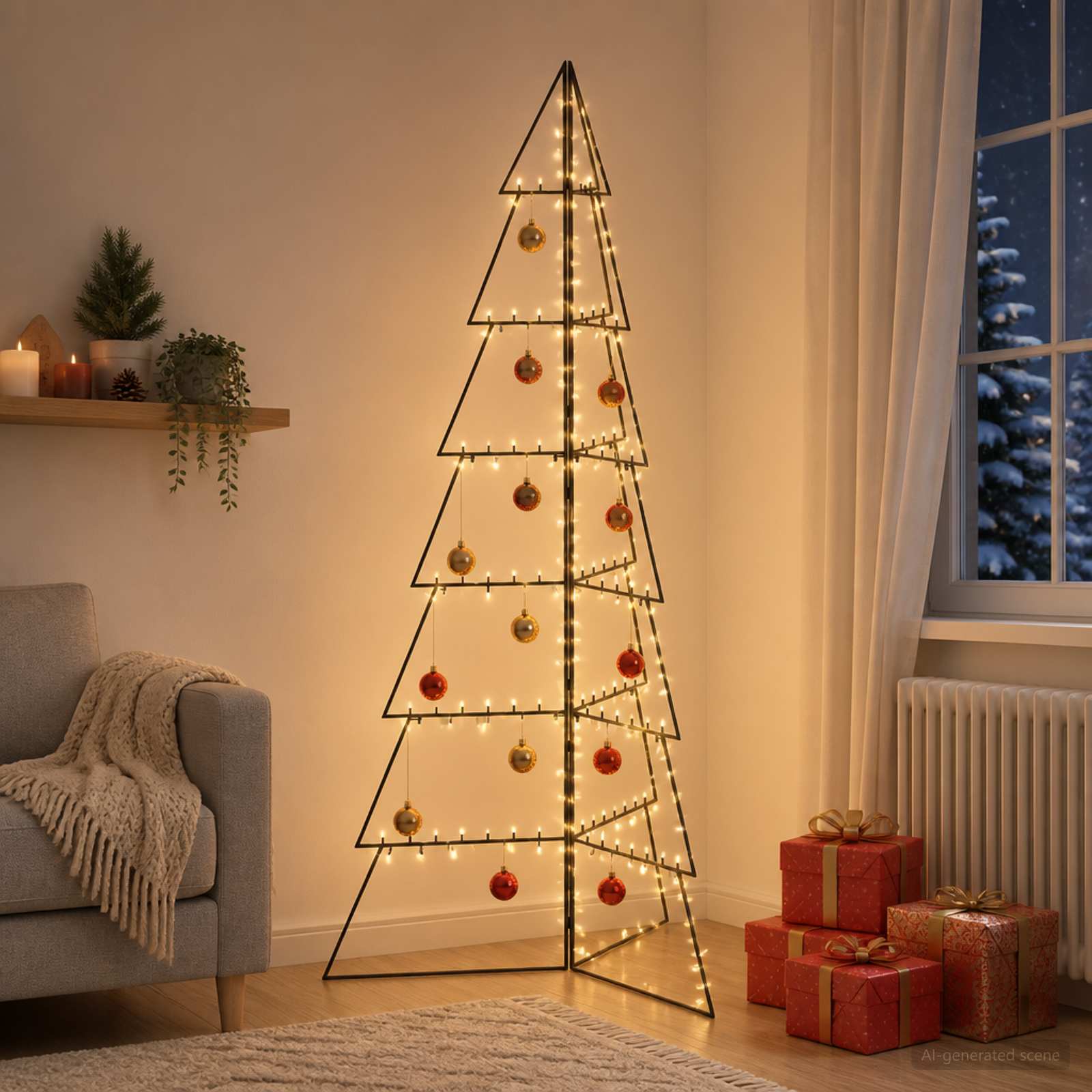 Albero di Natale in metallo KUOPIO 210 cm Acciaio Nero