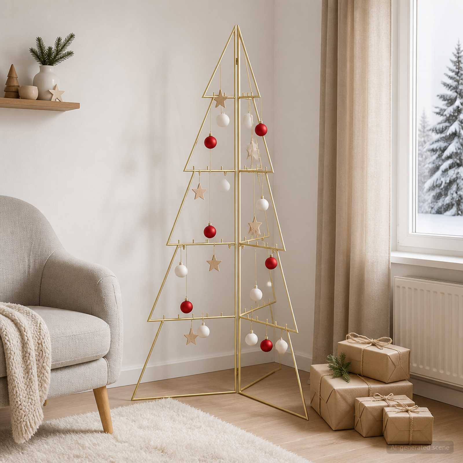 Albero di Natale in metallo KUOPIO 140 cm Acciaio Oro