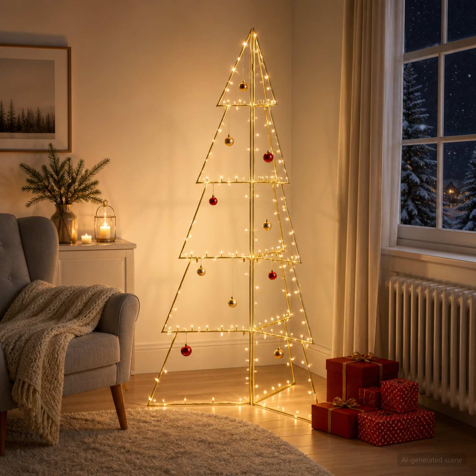 Albero di Natale in metallo KUOPIO 140 cm Acciaio Oro