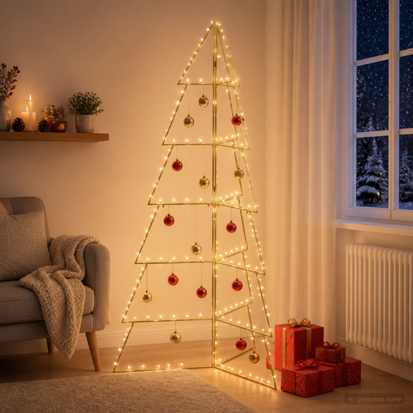 Albero di Natale in metallo KUOPIO 180 cm Acciaio Oro