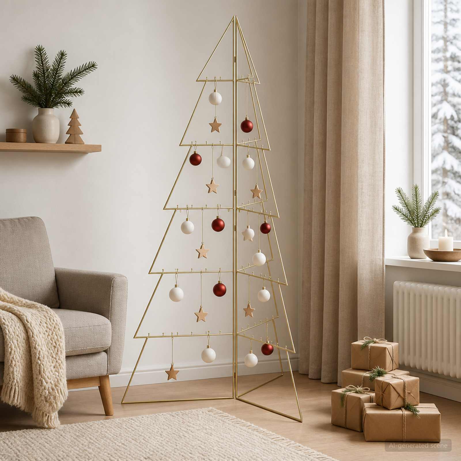 Albero di Natale in metallo KUOPIO 180 cm Acciaio Oro