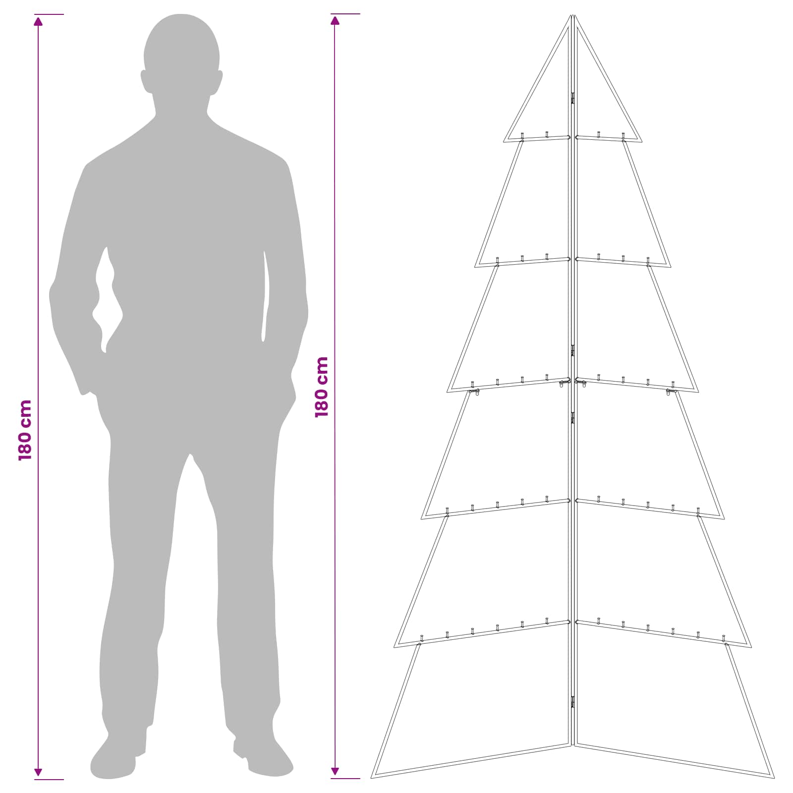 Albero di Natale in metallo KUOPIO 180 cm Acciaio Oro