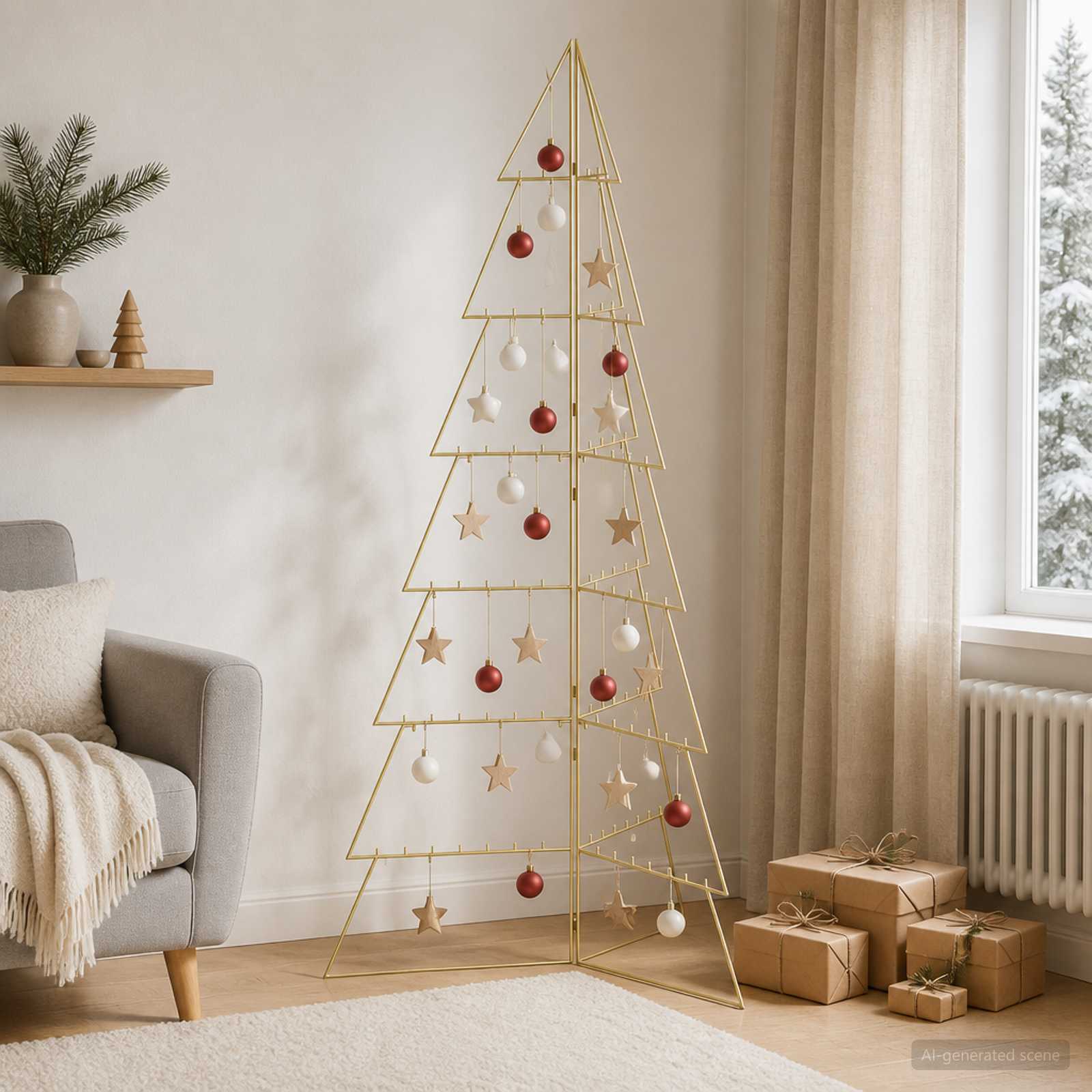 Albero di Natale in metallo KUOPIO 210 cm Acciaio Oro