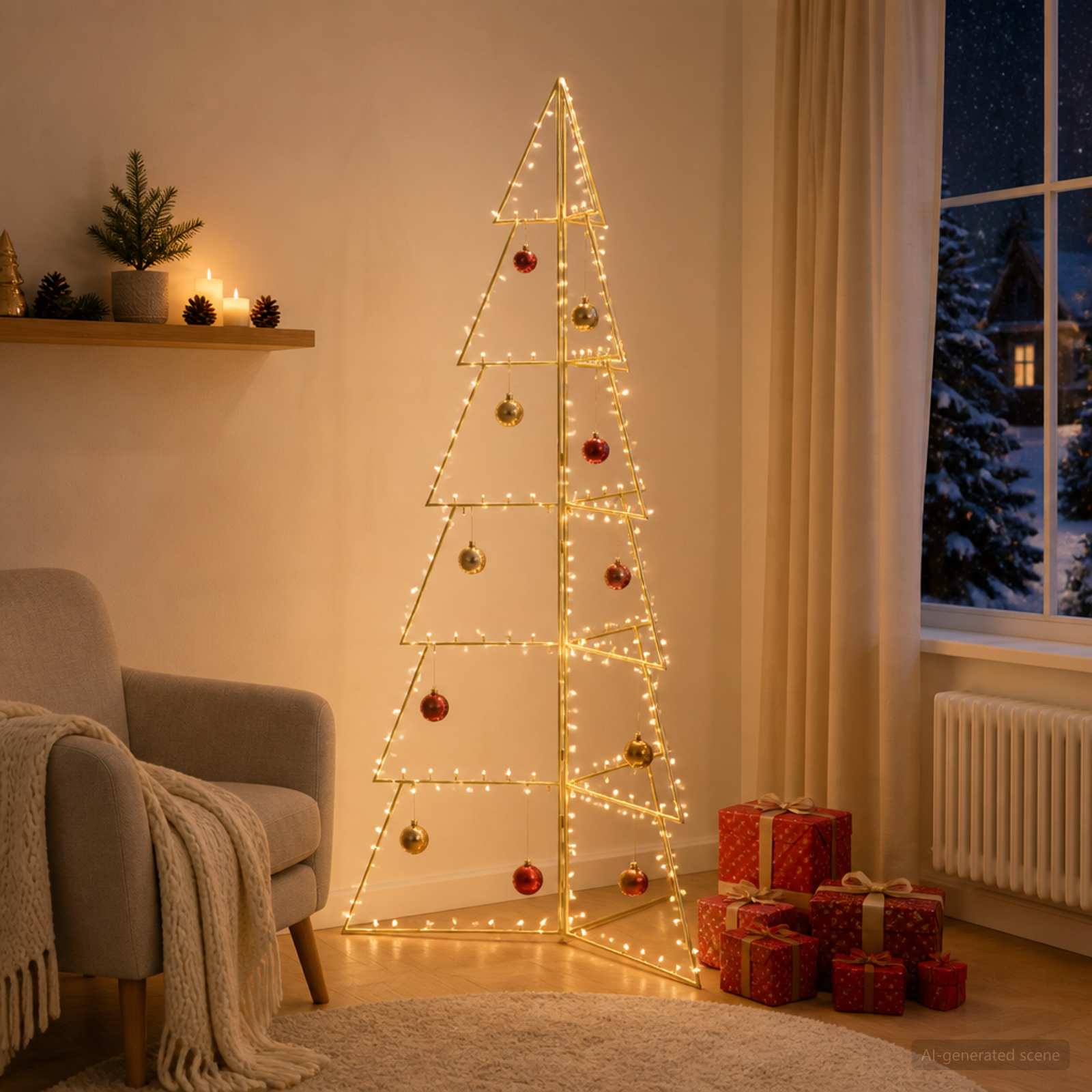 Albero di Natale in metallo KUOPIO 210 cm Acciaio Oro