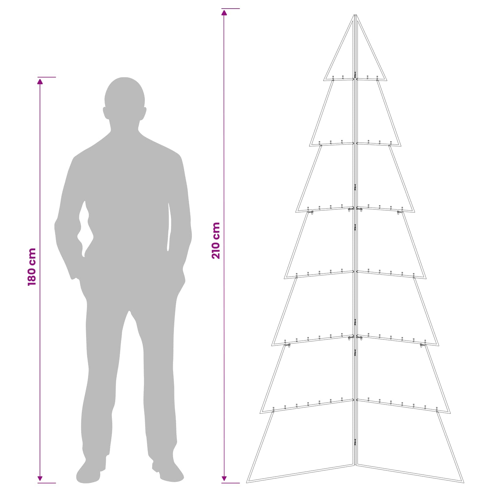 Albero di Natale in metallo KUOPIO 210 cm Acciaio Oro