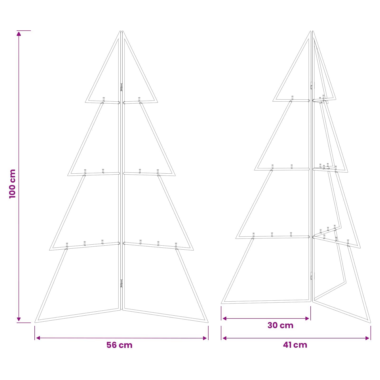 Albero di Natale in metallo KUOPIO 100 cm Acciaio Bianco