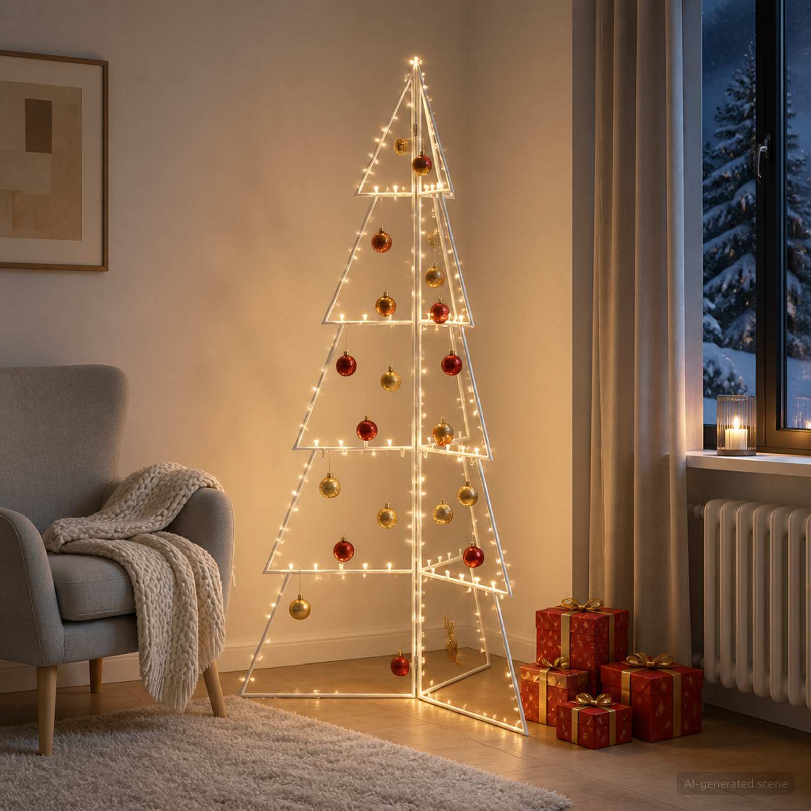 Albero di Natale in metallo KUOPIO 140 cm Acciaio Bianco