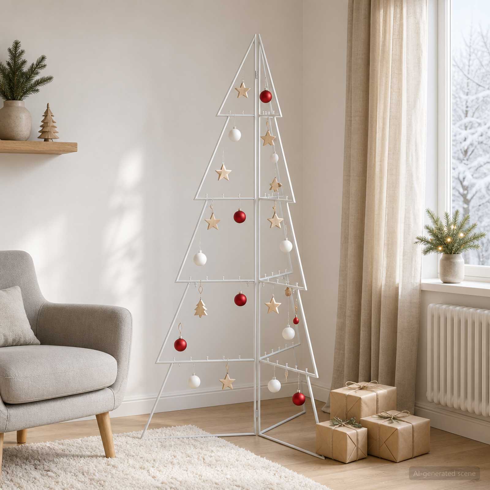 Albero di Natale in metallo KUOPIO 140 cm Acciaio Bianco