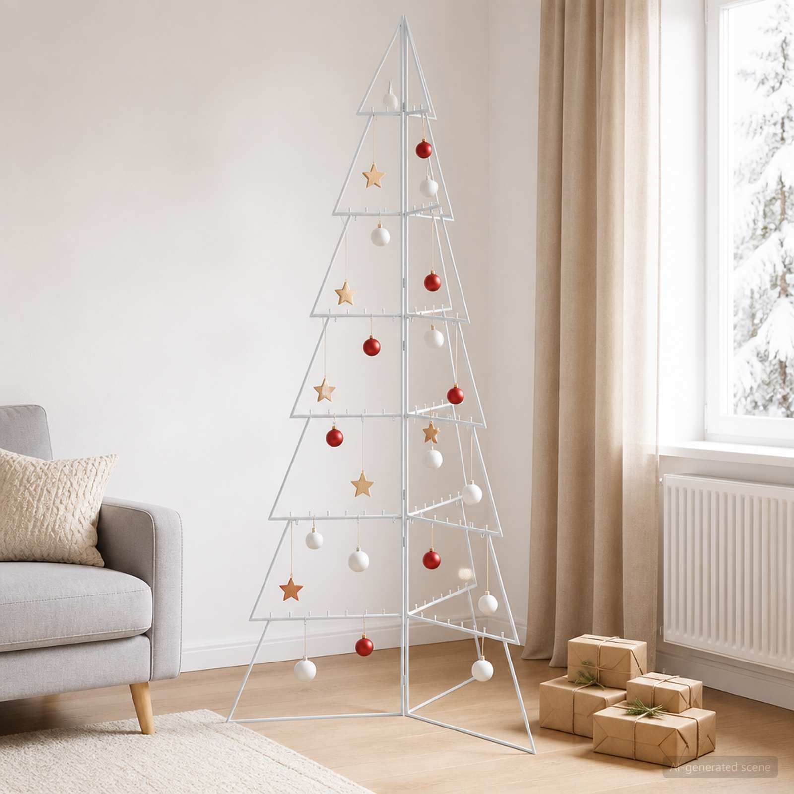 Albero di Natale in metallo KUOPIO 210 cm Acciaio Bianco
