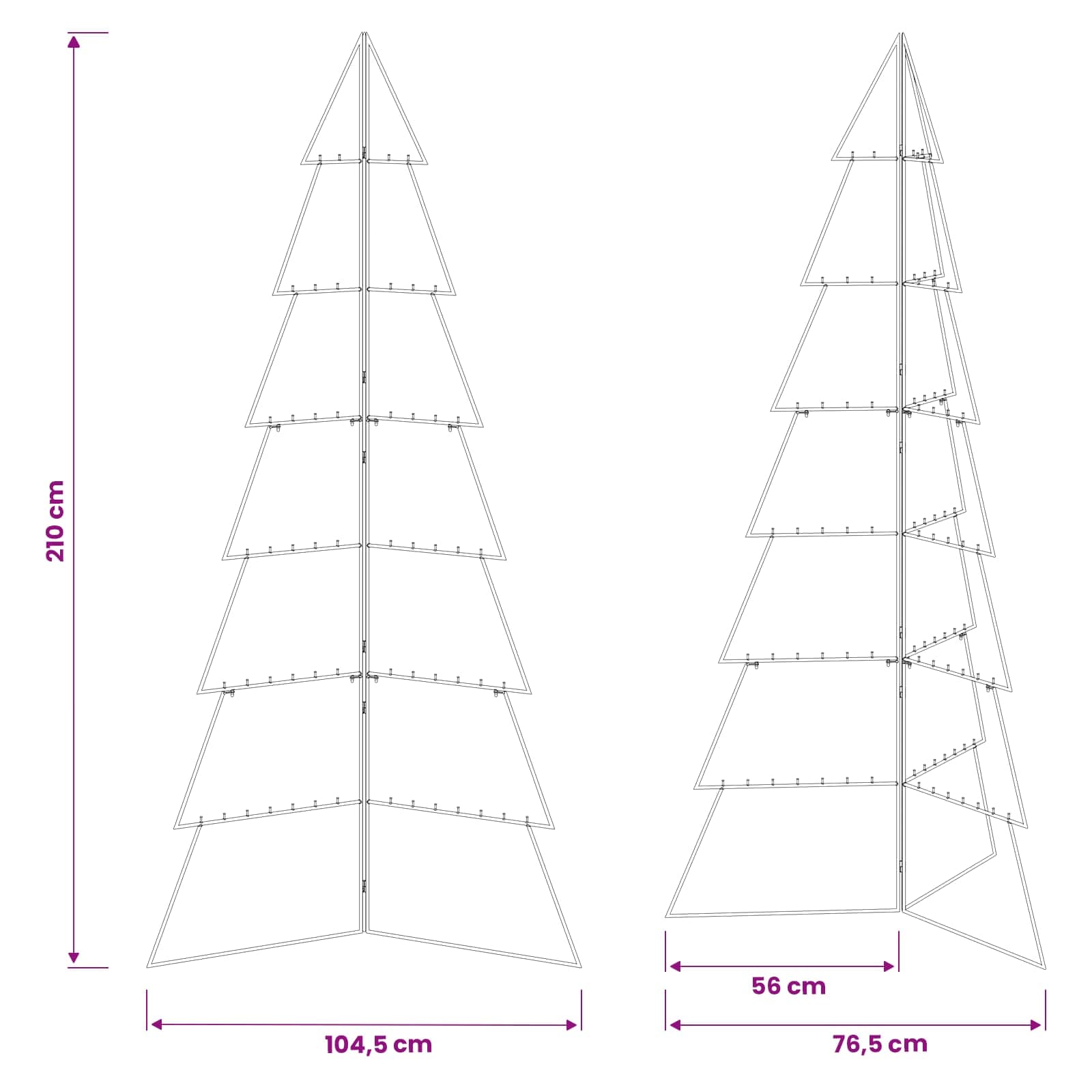 Albero di Natale in metallo KUOPIO 210 cm Acciaio Bianco