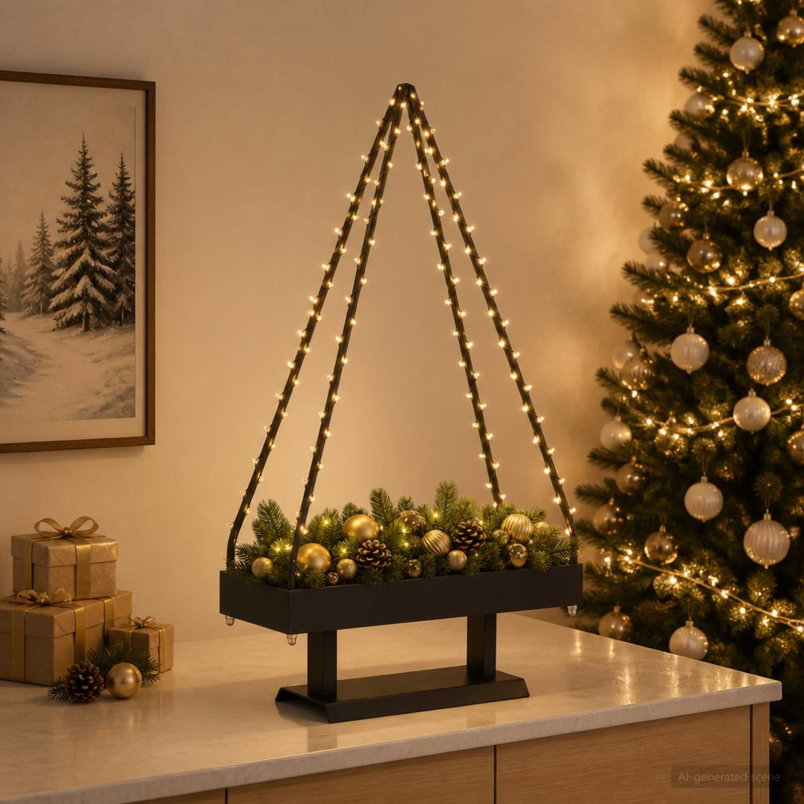 Albero di Natale in metallo con supporto KUOPIO 60 cm Acciaio