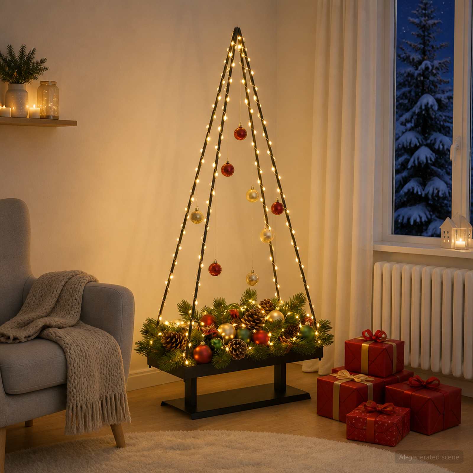 Albero di Natale in metallo con supporto KUOPIO 125 cm Acciaio