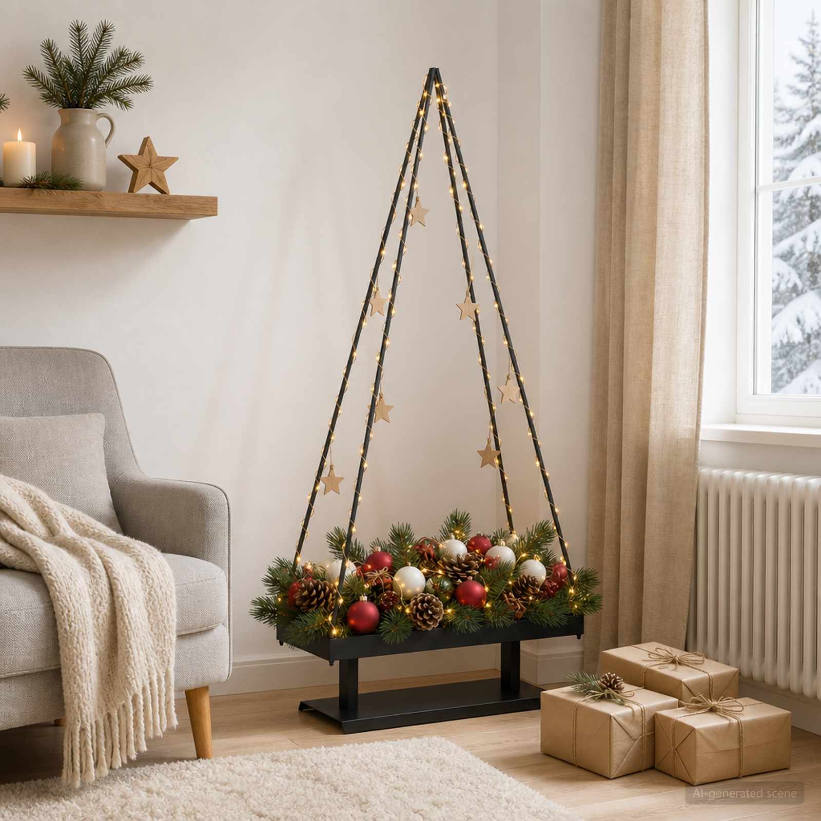 Albero di Natale in metallo con supporto KUOPIO 150 cm Acciaio