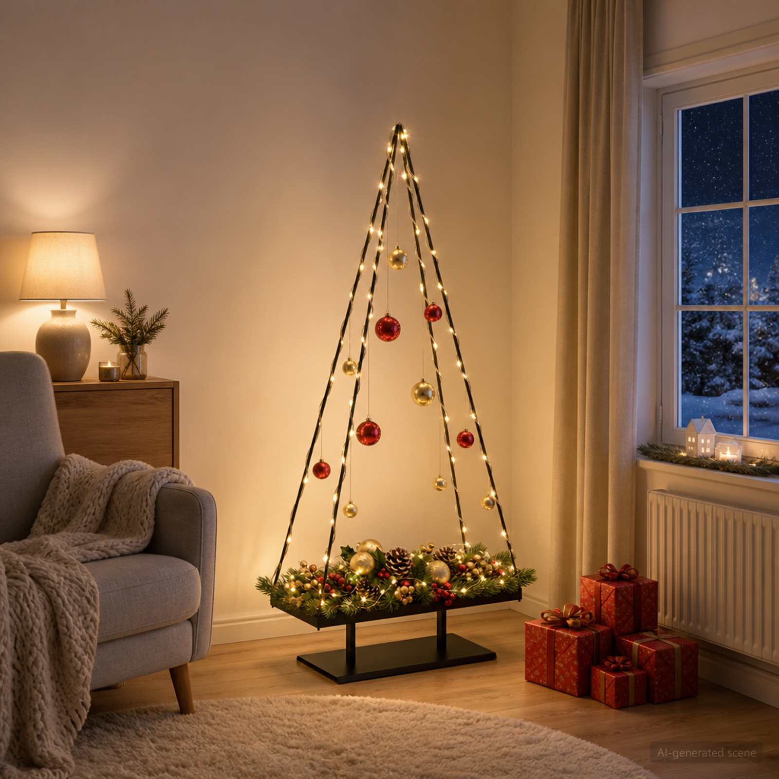 Albero di Natale in metallo con supporto KUOPIO 180 cm Acciaio