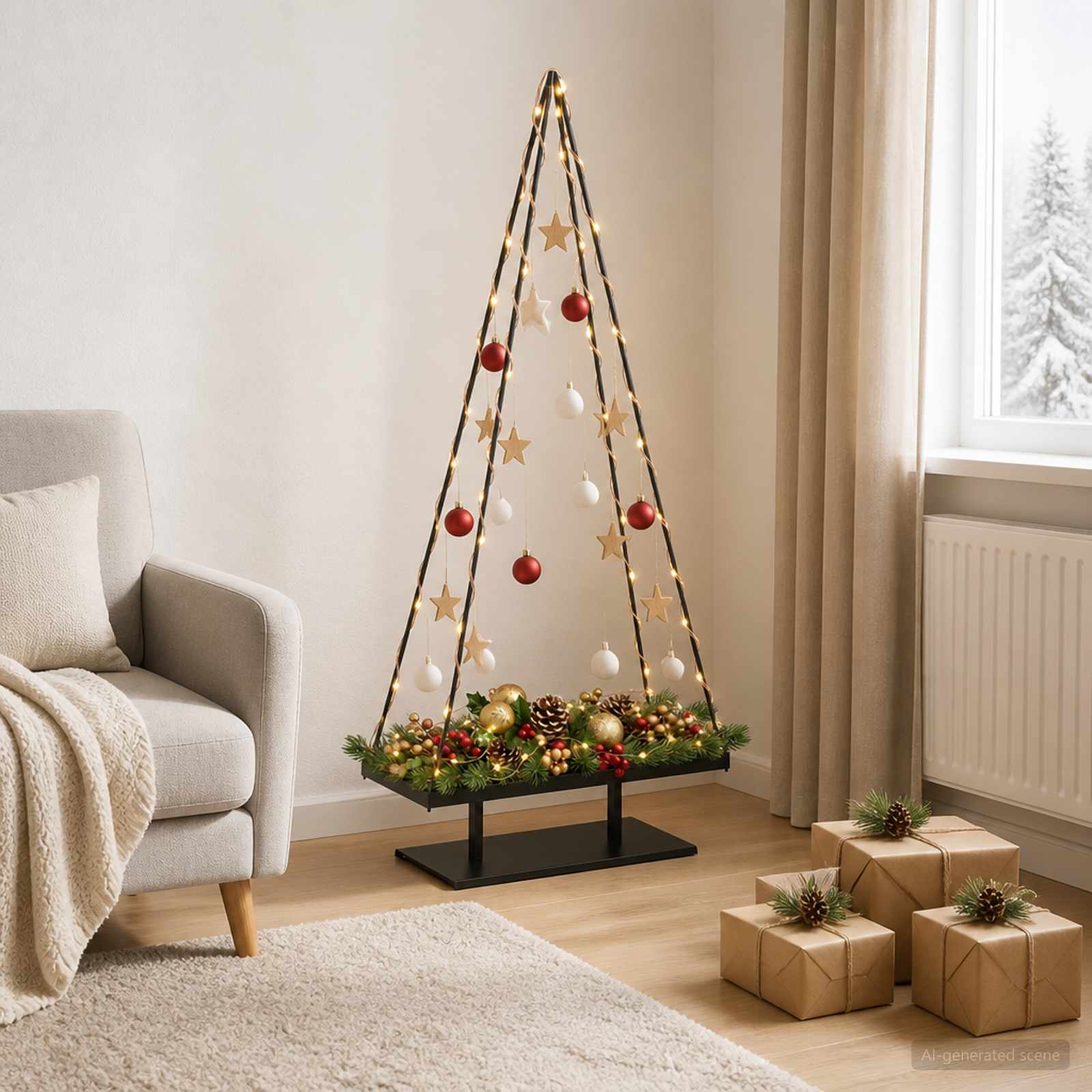 Albero di Natale in metallo con supporto KUOPIO 180 cm Acciaio