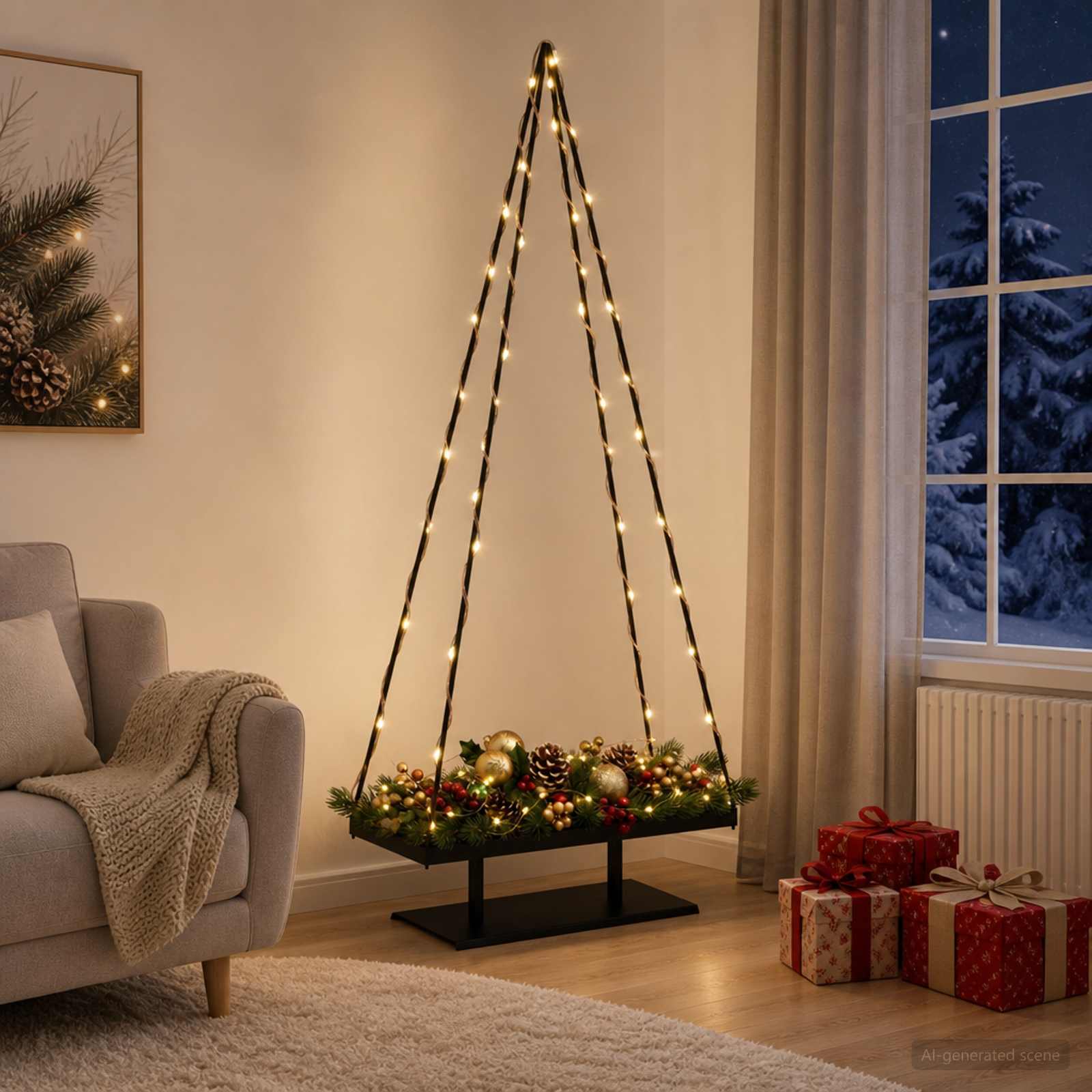 Albero di Natale in metallo con supporto KUOPIO 210 cm Acciaio