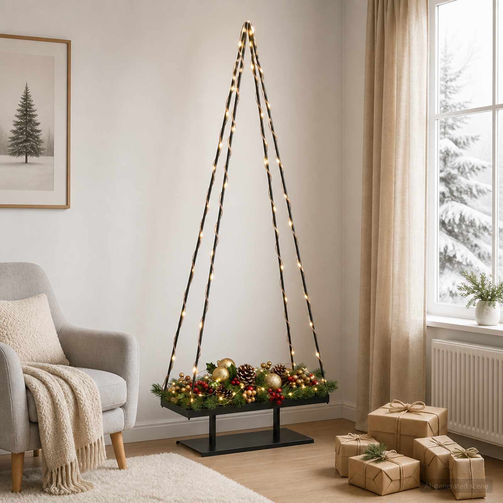 Albero di Natale in metallo con supporto KUOPIO 210 cm Acciaio