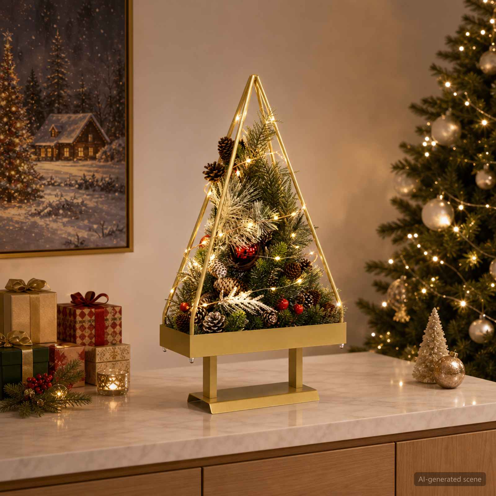 Albero di Natale in metallo con supporto KUOPIO 60 cm Acciaio