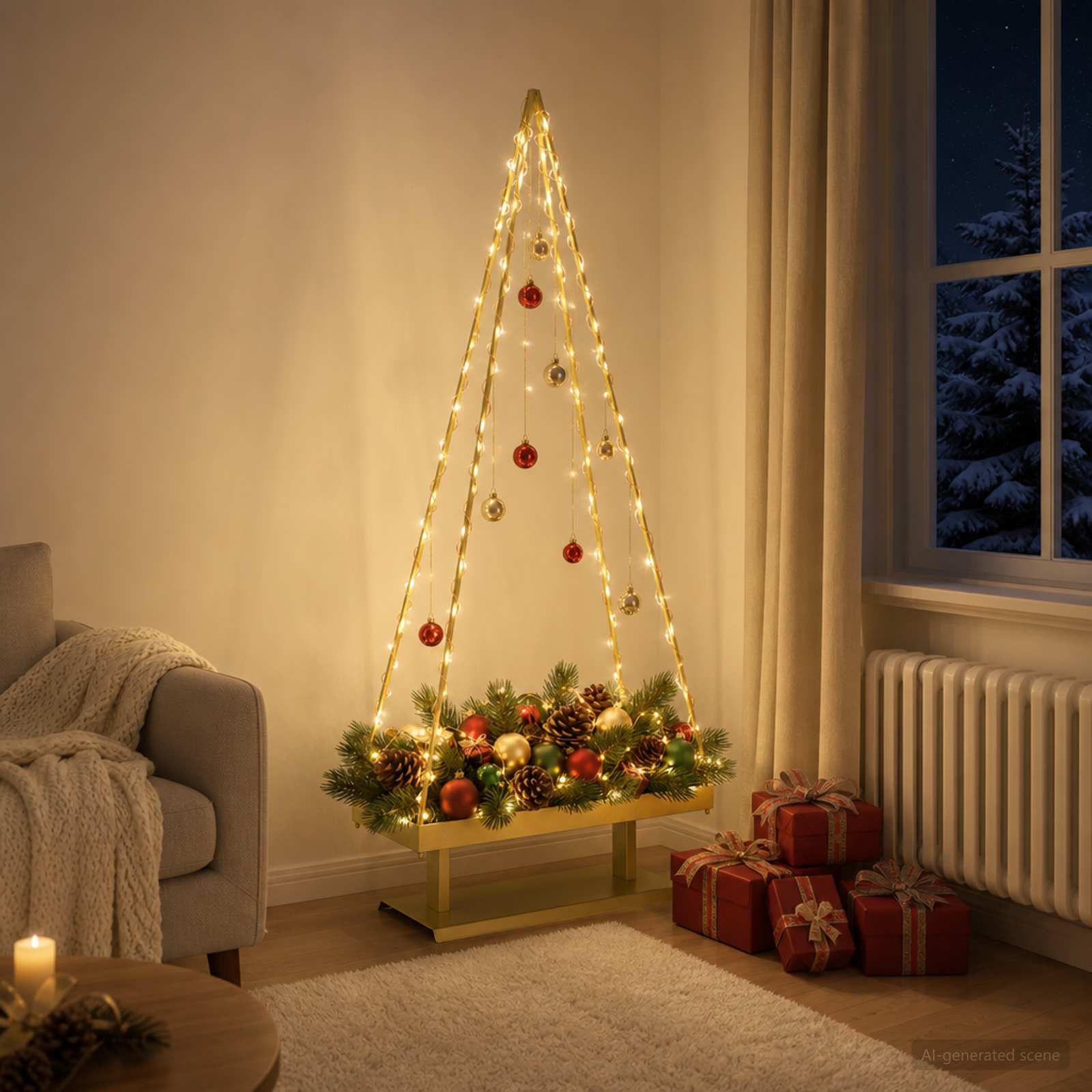Albero di Natale in metallo con supporto KUOPIO 125 cm Acciaio