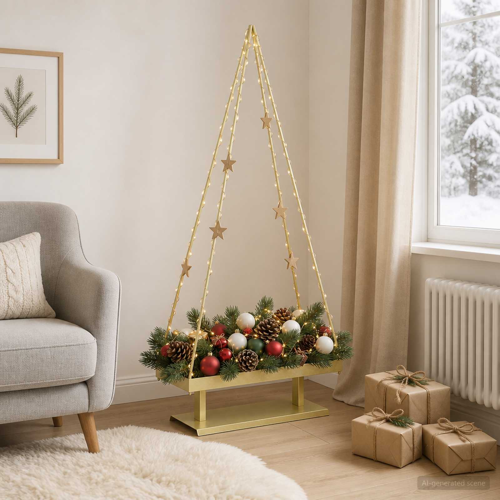 Albero di Natale in metallo con supporto KUOPIO 125 cm Acciaio