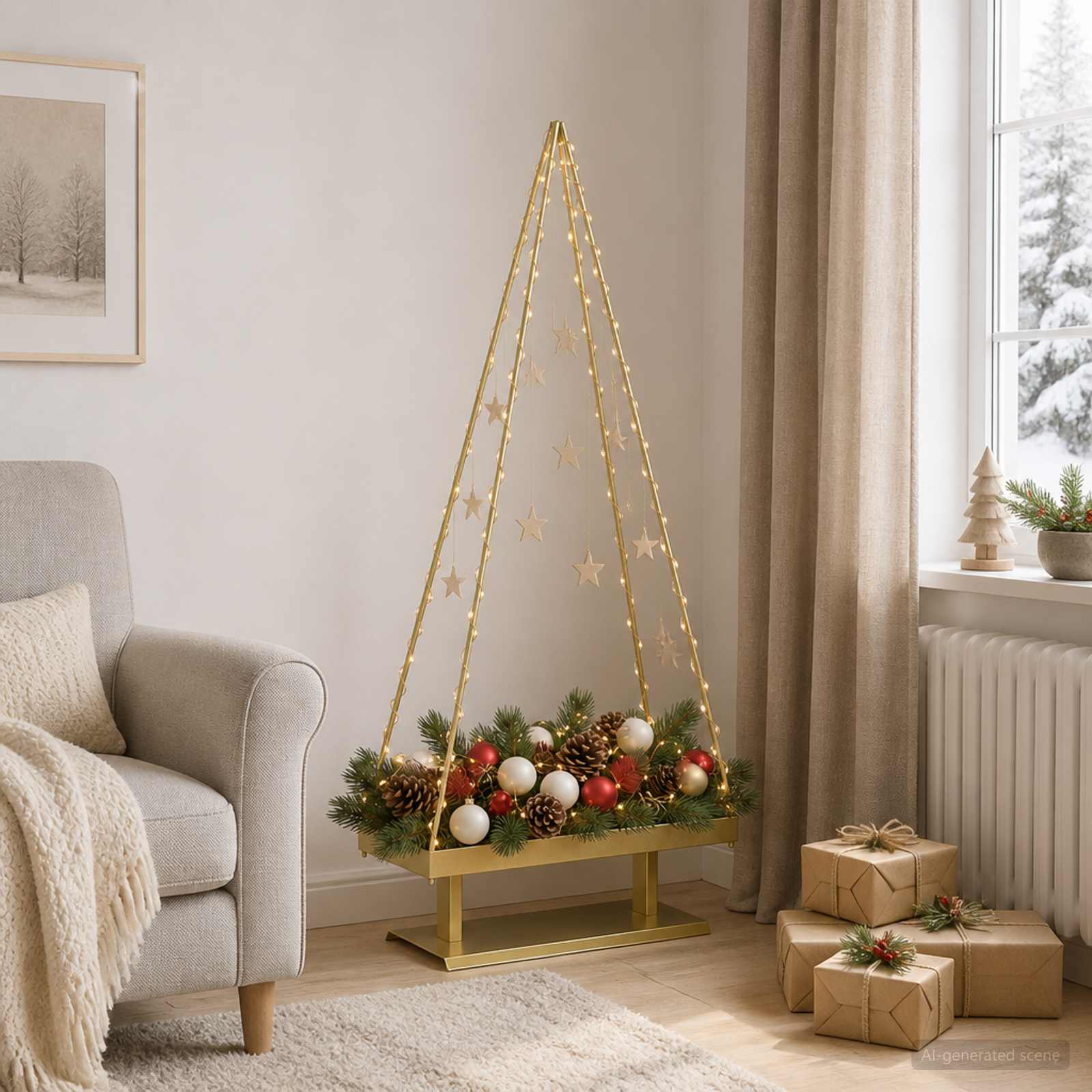 Albero di Natale in metallo con supporto KUOPIO 150 cm Acciaio