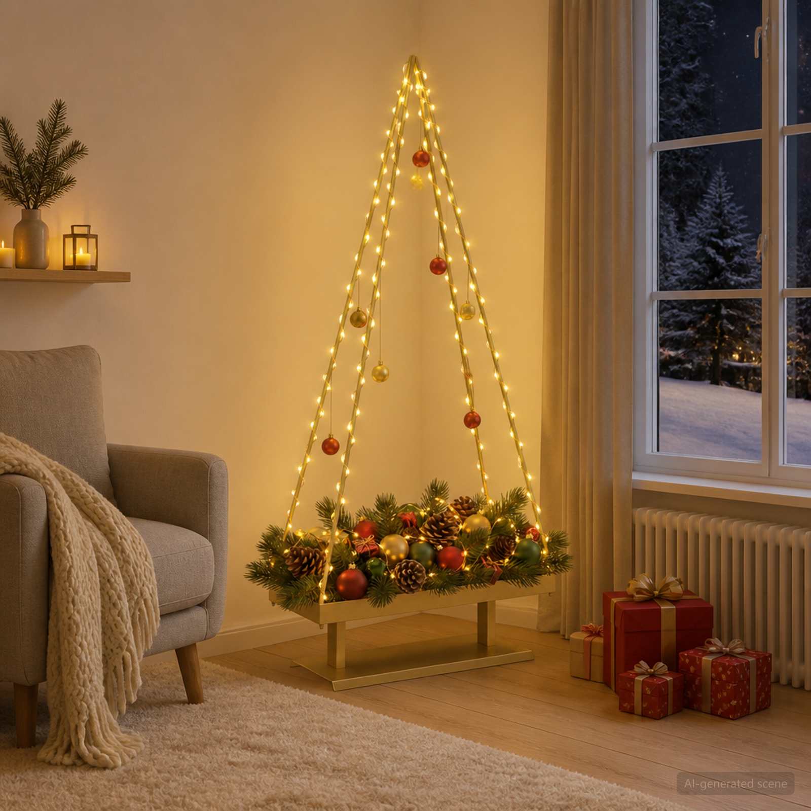 Albero di Natale in metallo con supporto KUOPIO 150 cm Acciaio