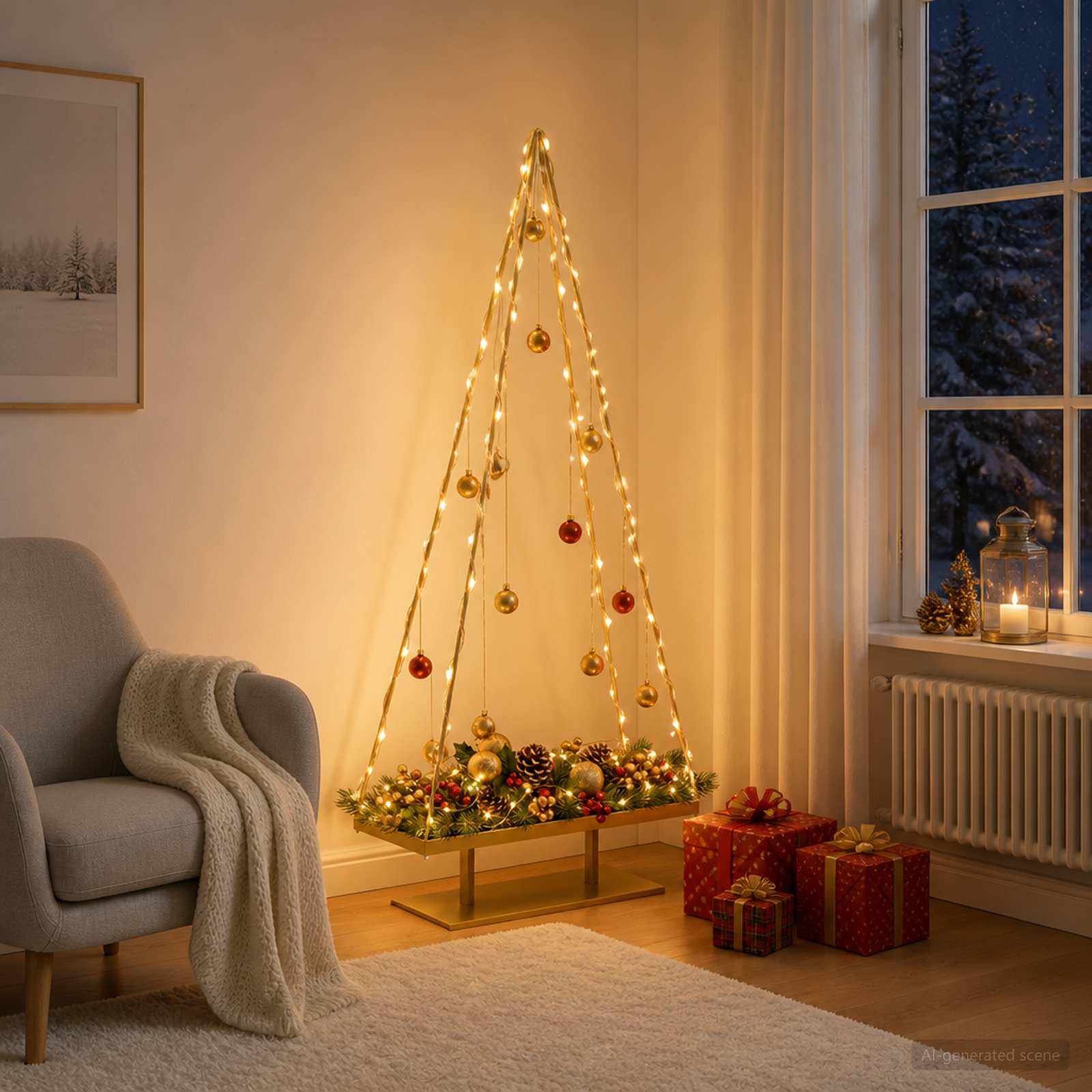Albero di Natale in metallo con supporto KUOPIO 180 cm Acciaio