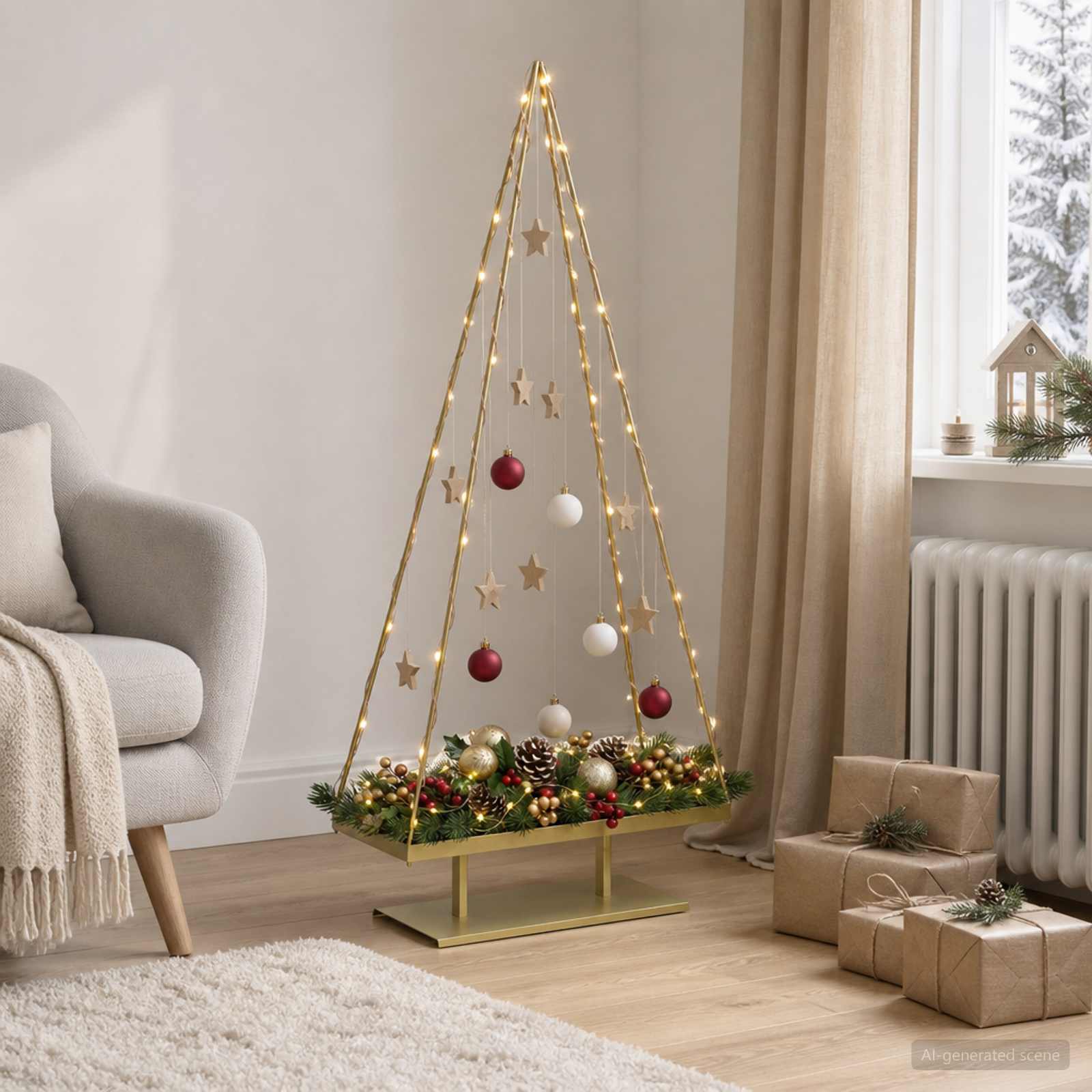 Albero di Natale in metallo con supporto KUOPIO 180 cm Acciaio