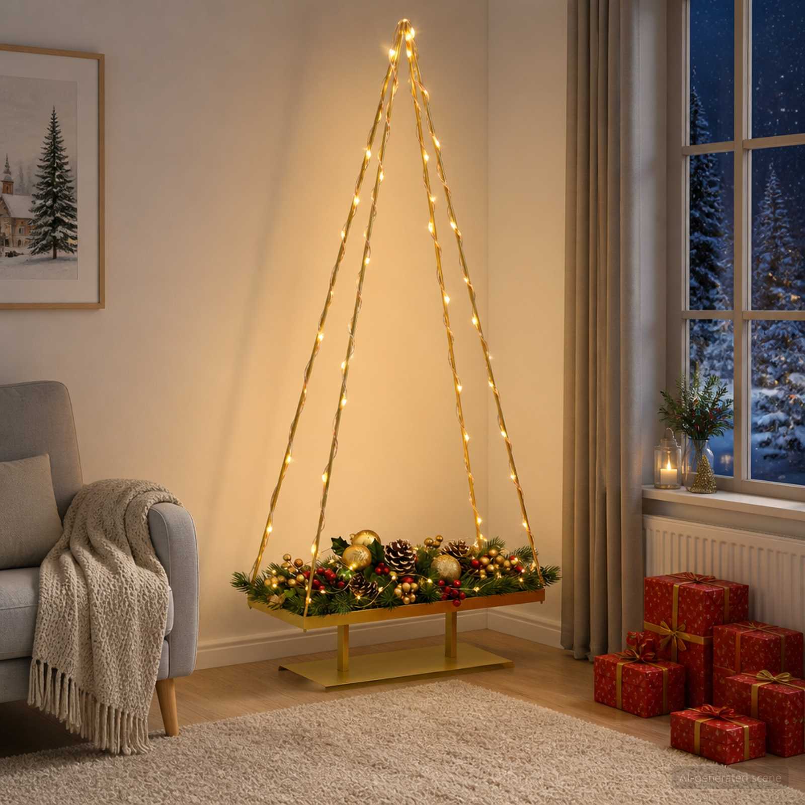 Albero di Natale in metallo con supporto KUOPIO 210 cm Acciaio