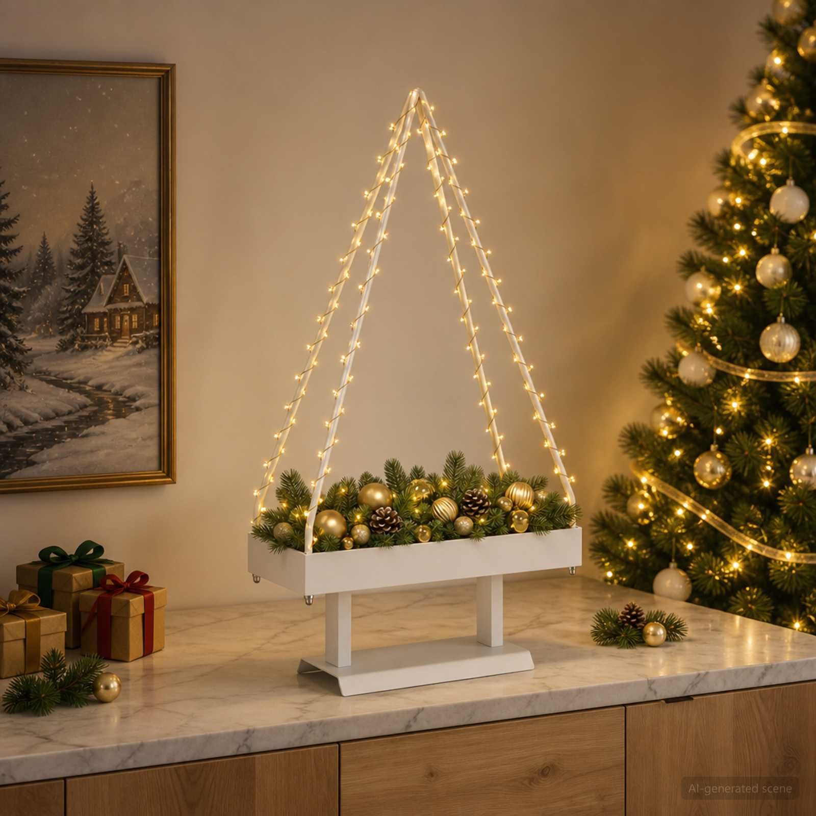 Albero di Natale in metallo con supporto KUOPIO 60 cm Acciaio