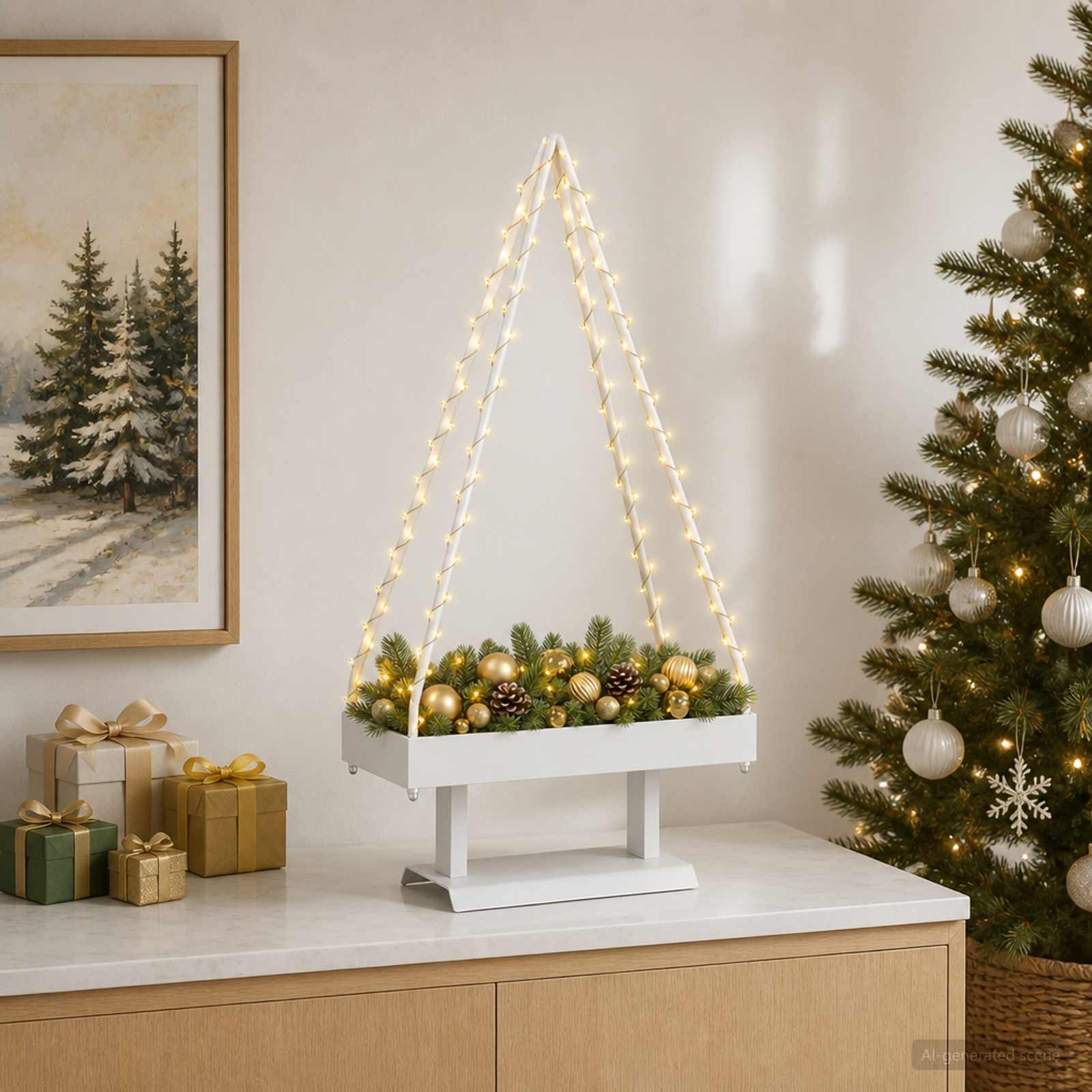 Albero di Natale in metallo con supporto KUOPIO 60 cm Acciaio