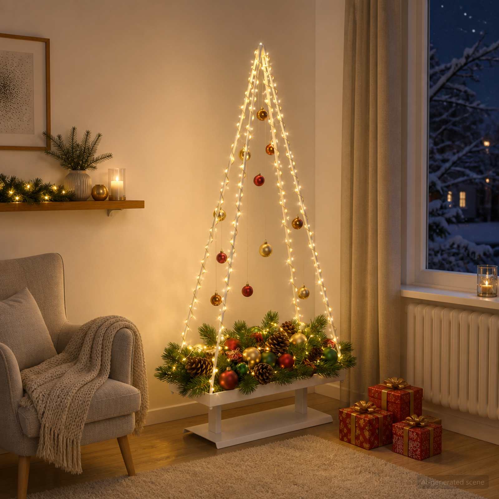 Albero di Natale in metallo con supporto KUOPIO 125 cm Acciaio