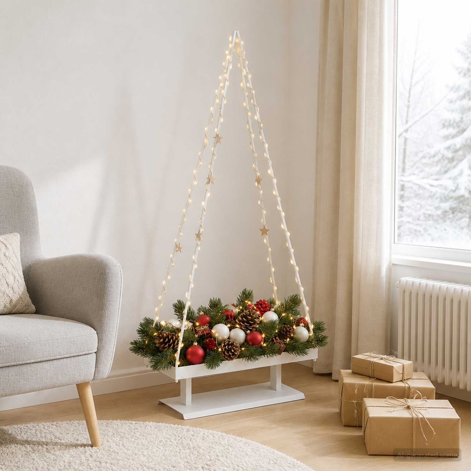Albero di Natale in metallo con supporto KUOPIO 125 cm Acciaio