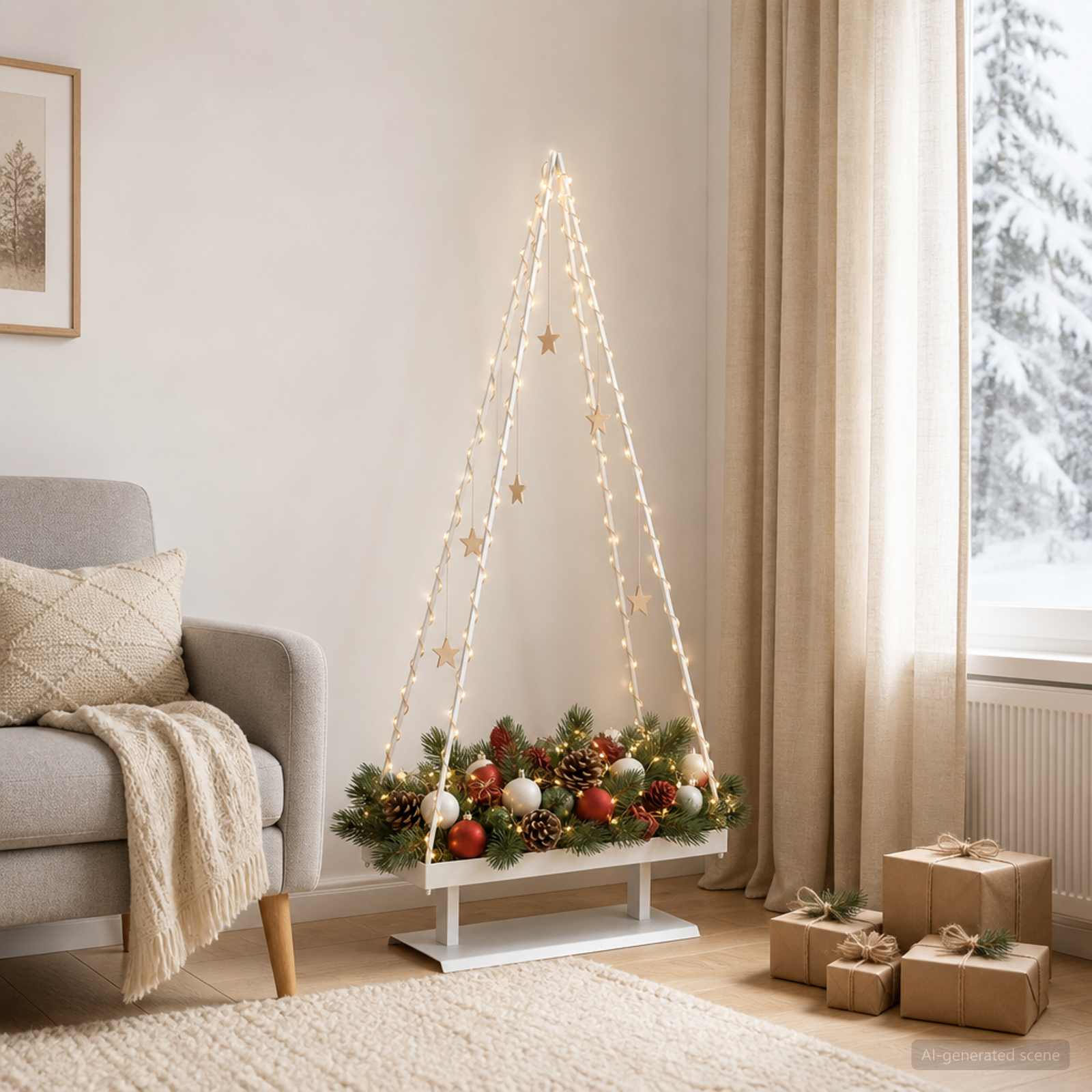 Albero di Natale in metallo con supporto KUOPIO 150 cm Acciaio