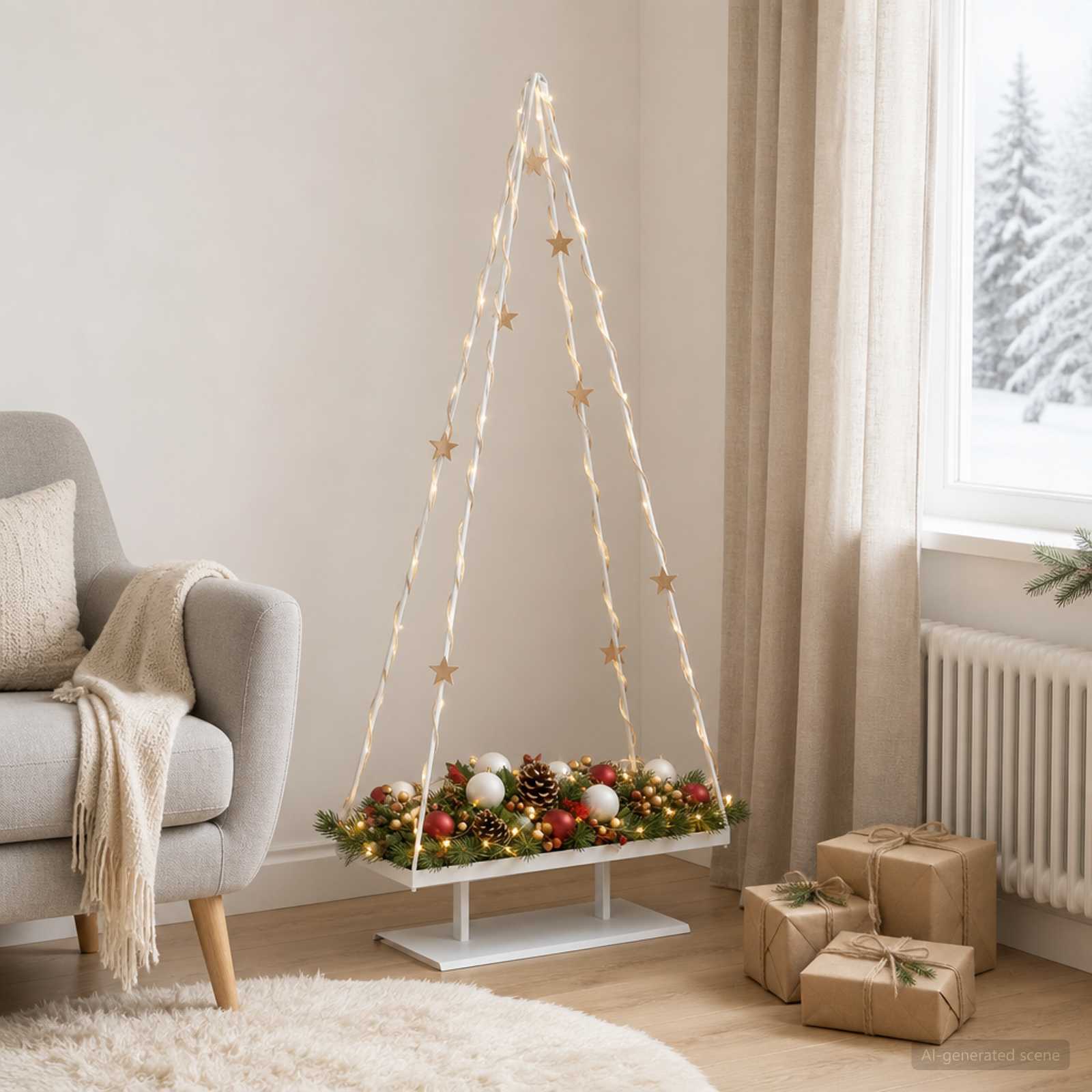 Albero di Natale in metallo con supporto KUOPIO 180 cm Acciaio