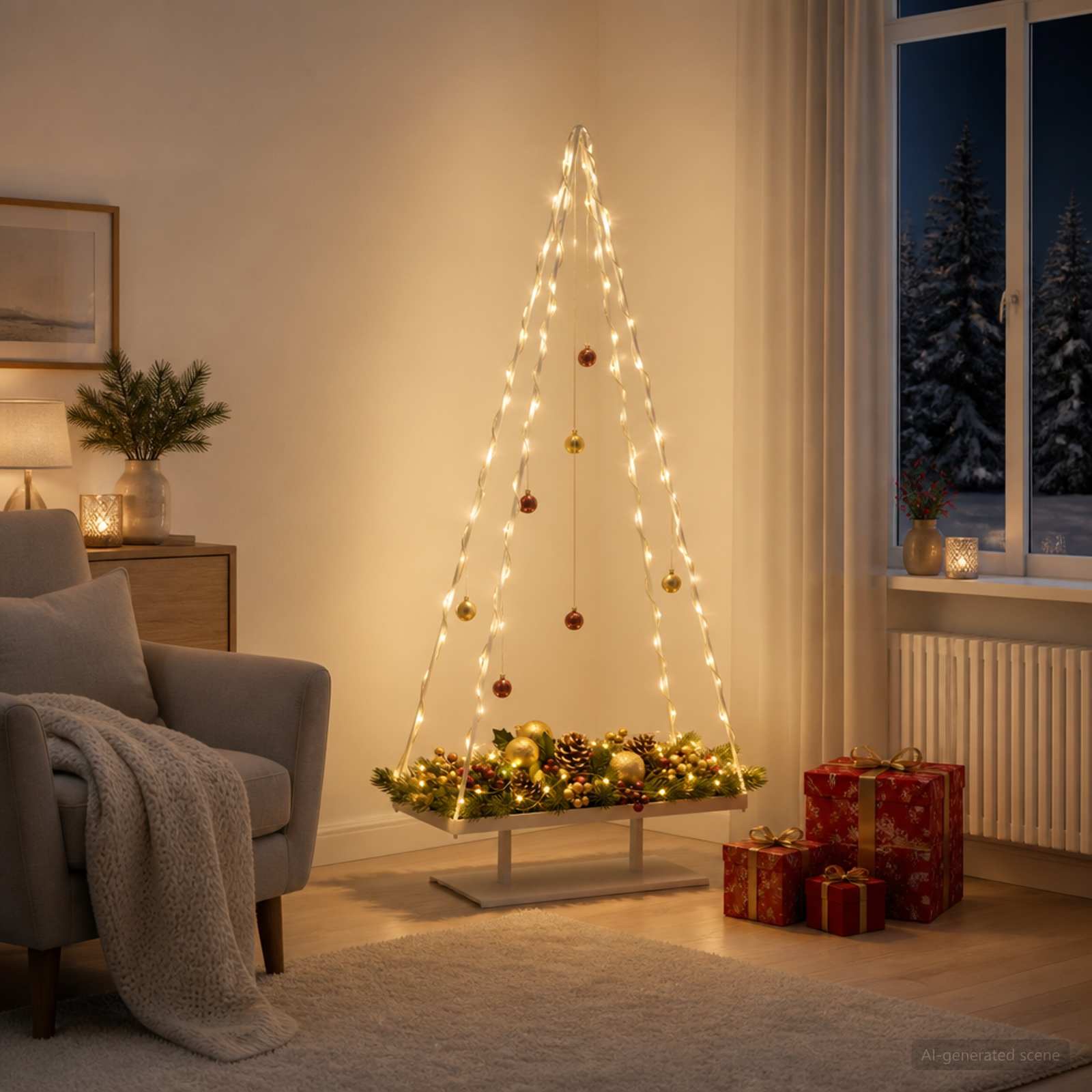 Albero di Natale in metallo con supporto KUOPIO 180 cm Acciaio
