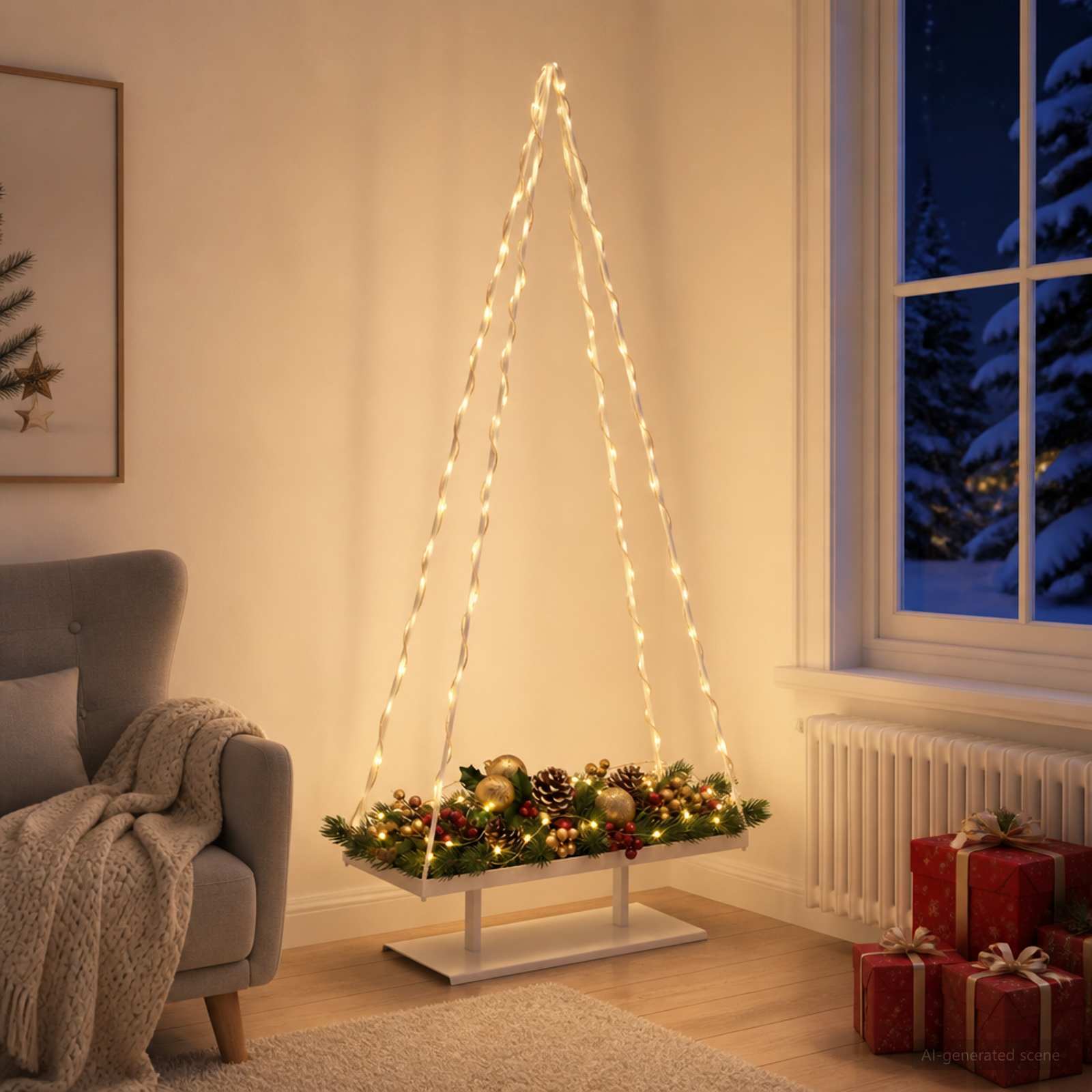 Albero di Natale in metallo con supporto KUOPIO 210 cm Acciaio