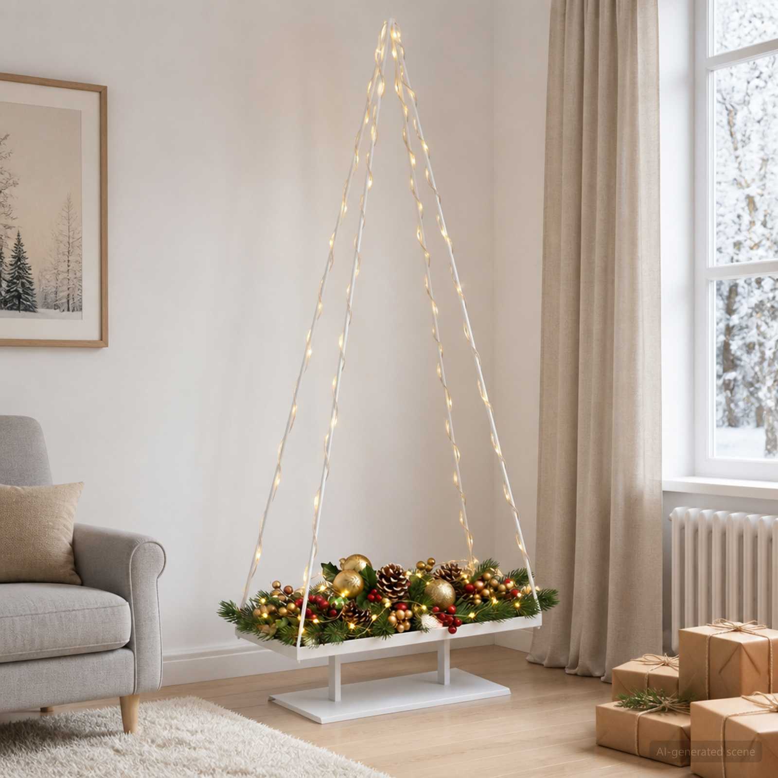 Albero di Natale in metallo con supporto KUOPIO 210 cm Acciaio