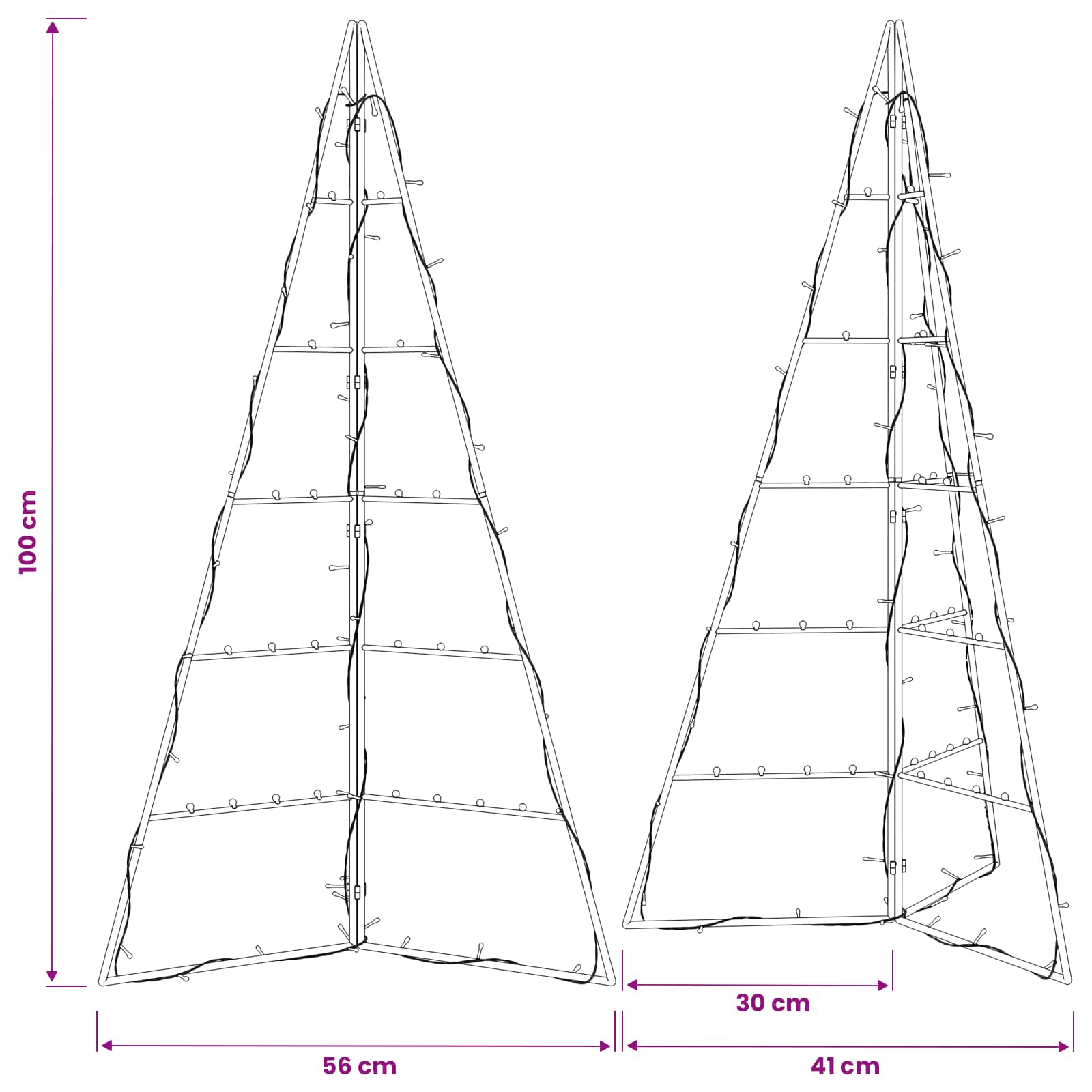 Albero di Natale in metallo KUOPIO 100 cm Bianco caldo Acciaio