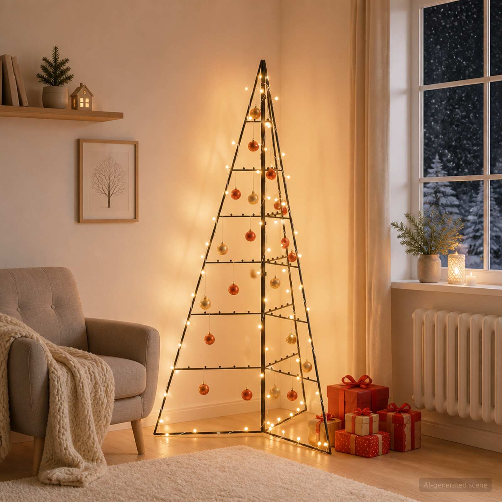 Albero di Natale in metallo KUOPIO 140 cm Bianco caldo Acciaio